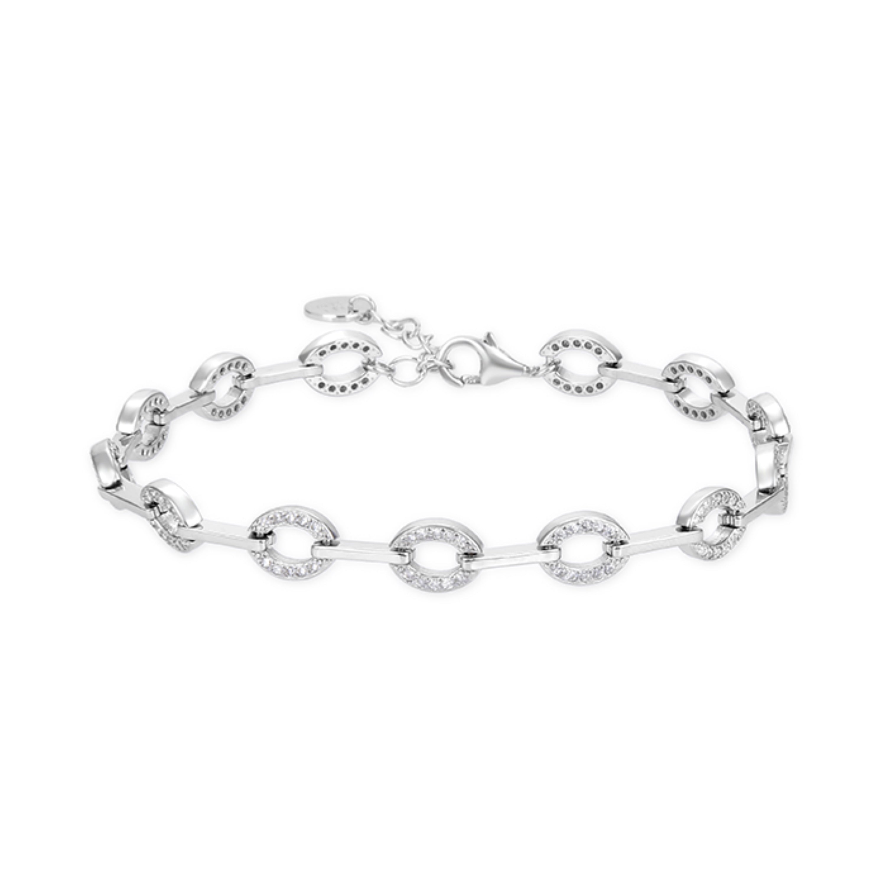 Pulsera de Plata de Ley 925 con Circonita Brillante acabada en rodio - Raiso