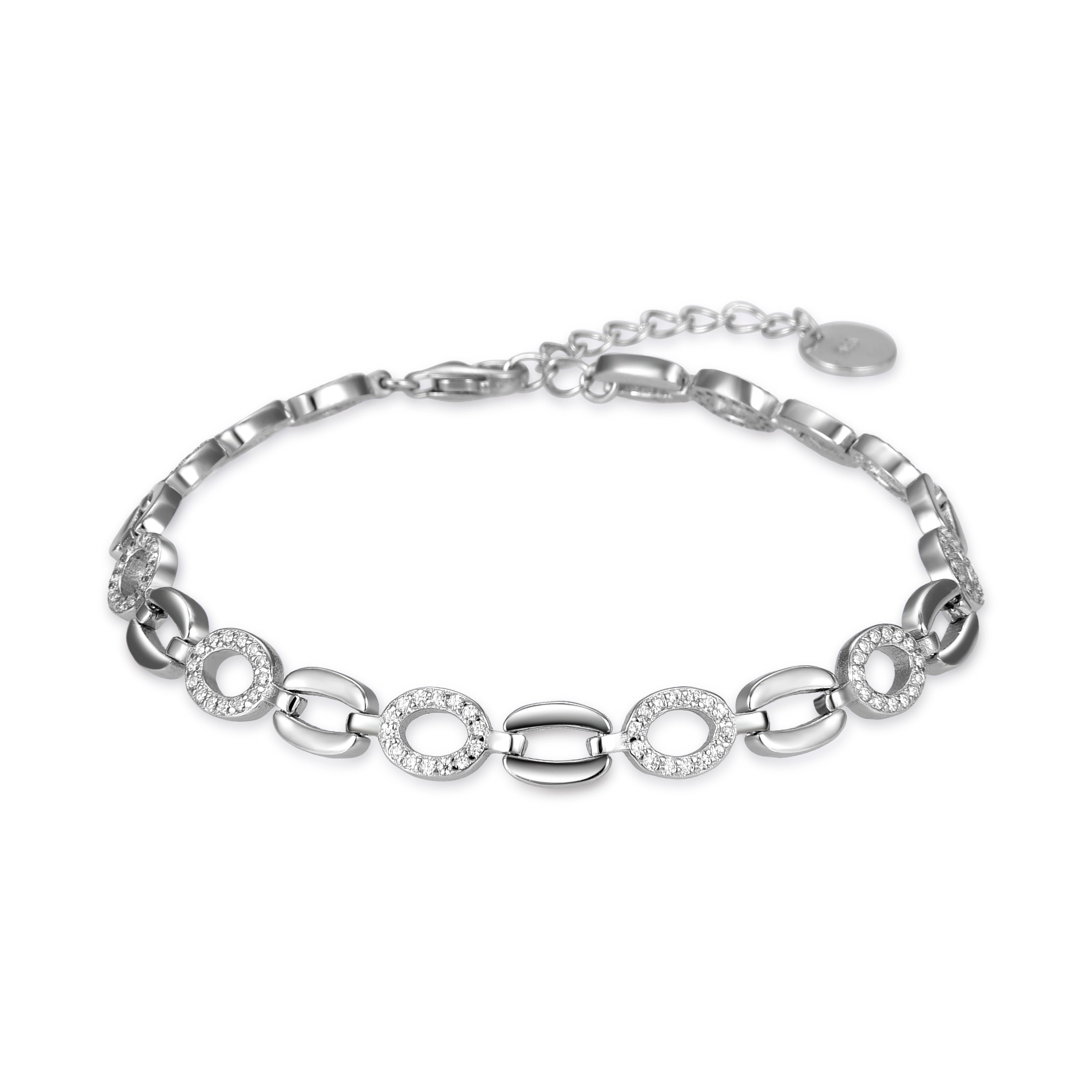 925 Sterling Zilveren Armband met Sprankelende Zirkonia afgewerkt in Rhodium - Lydas