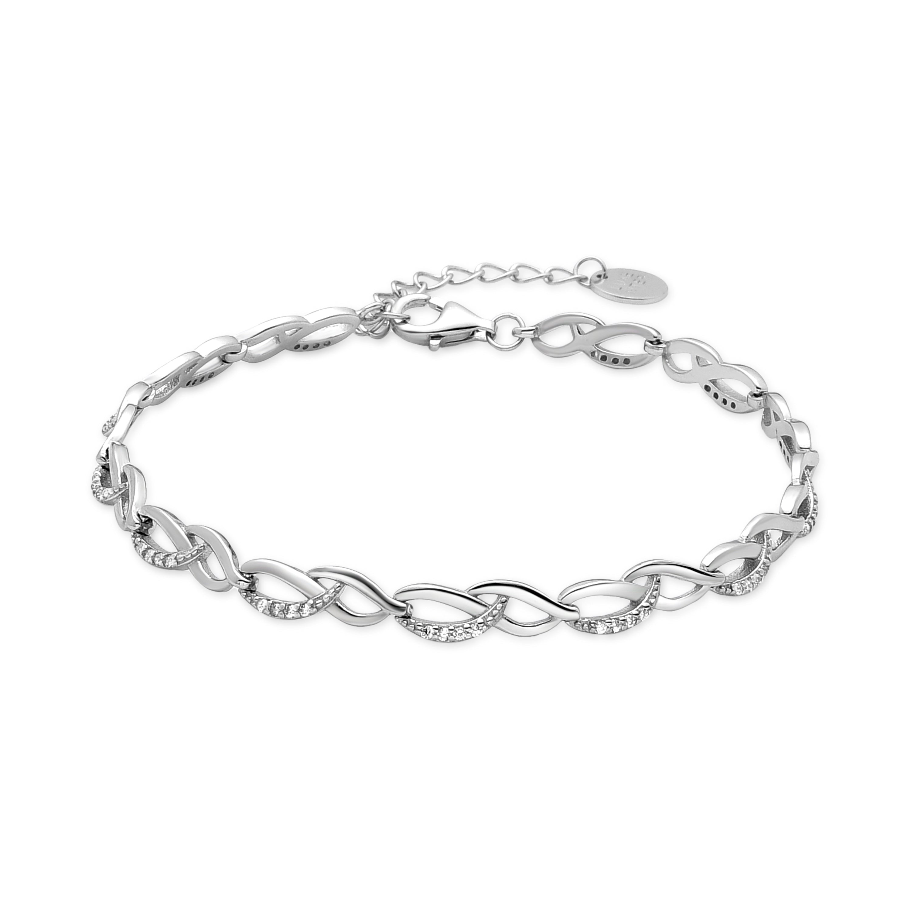 925 Sterling Zilveren Armband met Sprankelende Zirkonia afgewerkt in Rhodium - Zalik