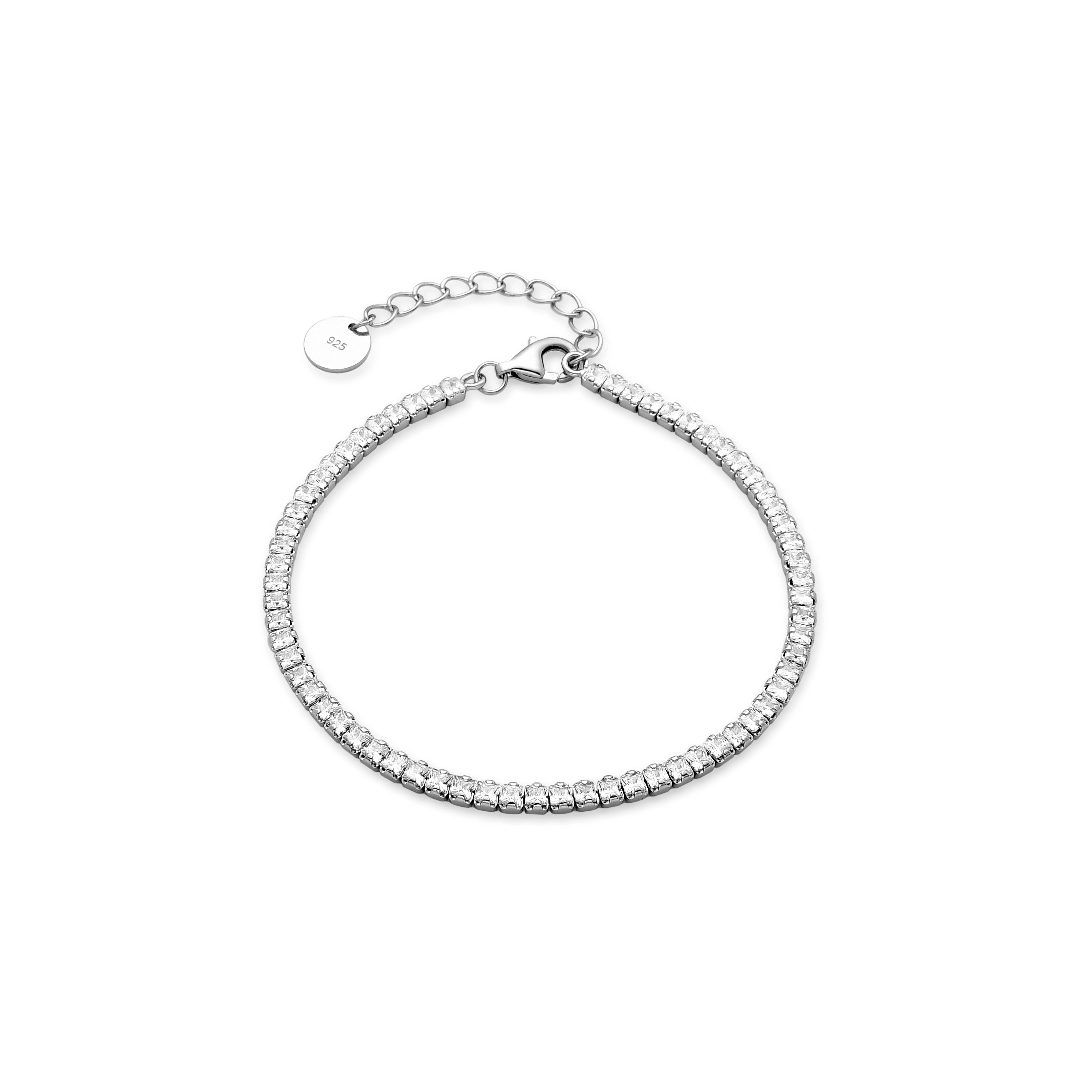 Pulsera de Plata de Ley 925 con Circonita Brillante acabada en rodio - Oty