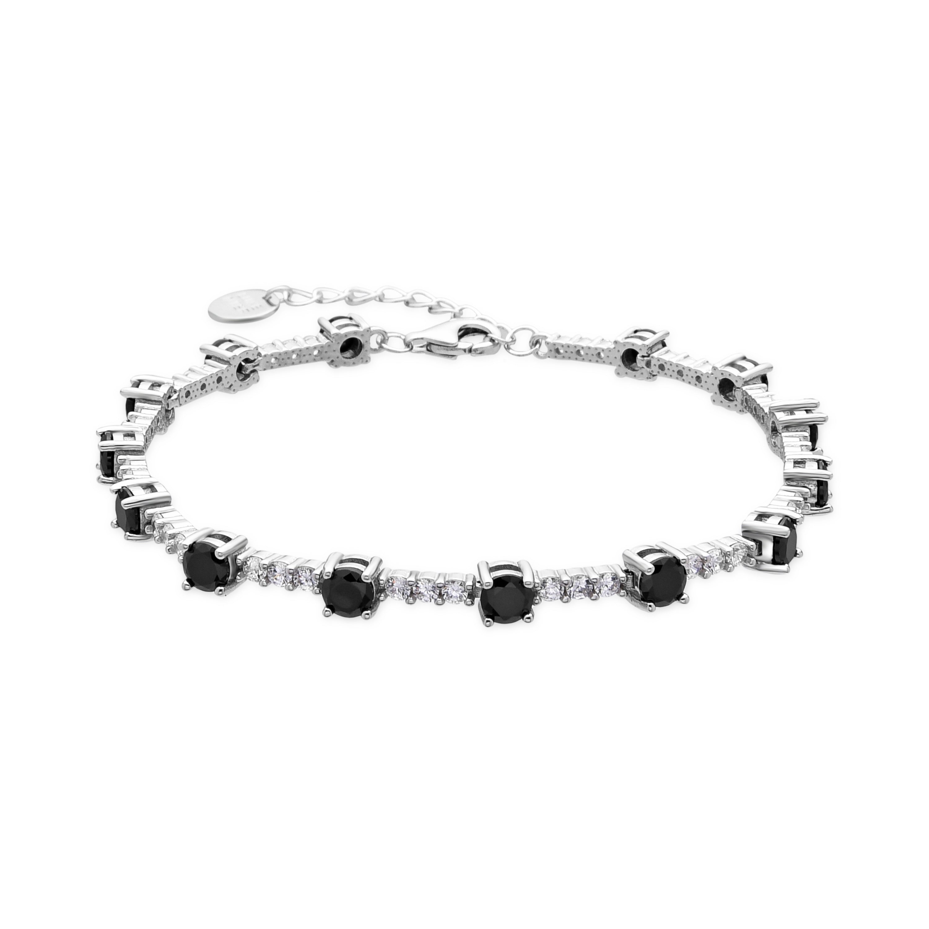 Pulsera de Plata de Ley 925 y Circonita Onix acabado en rodio - Kirith