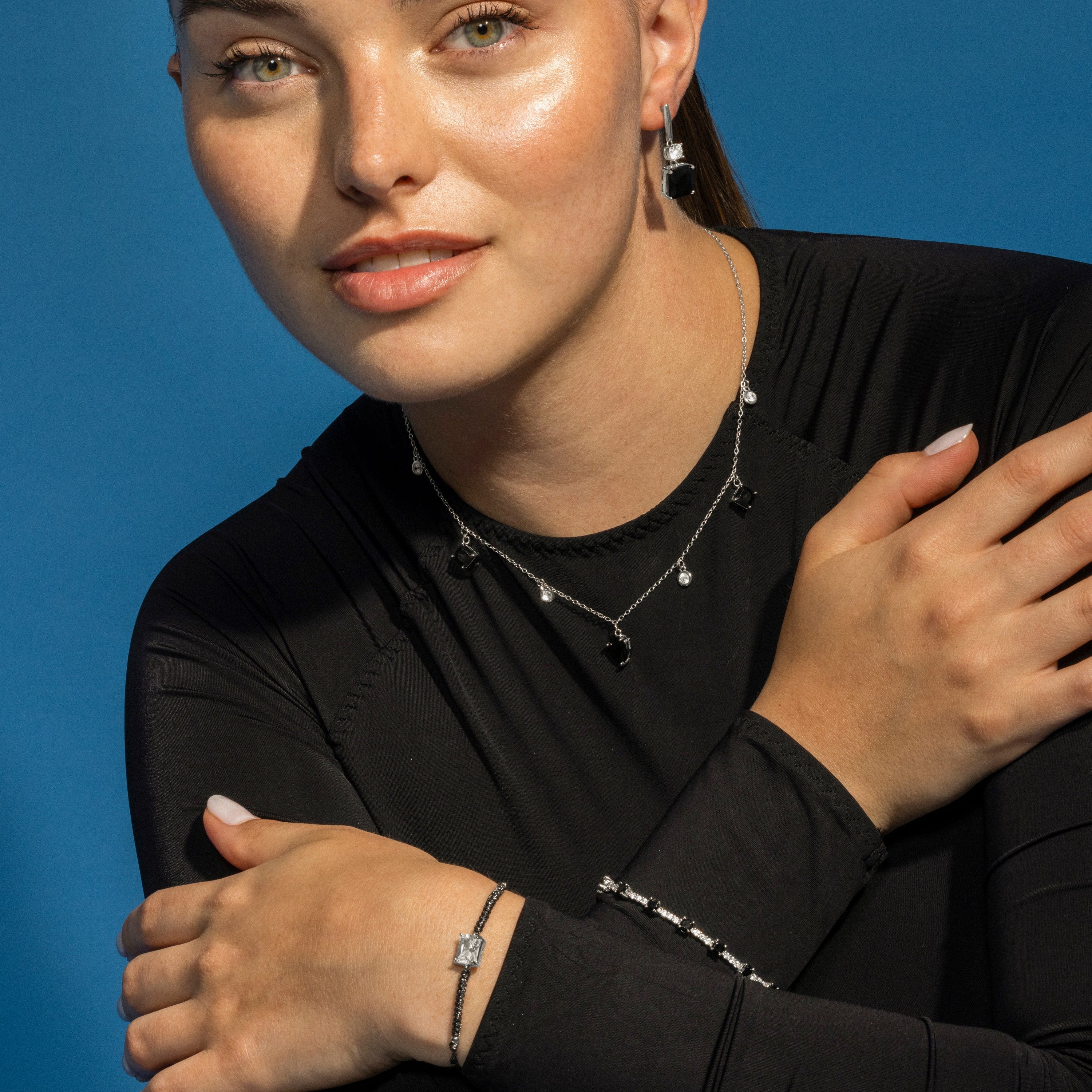 Pulsera de Plata de Ley 925 y Circonita Onix acabado en rodio - Kirith
