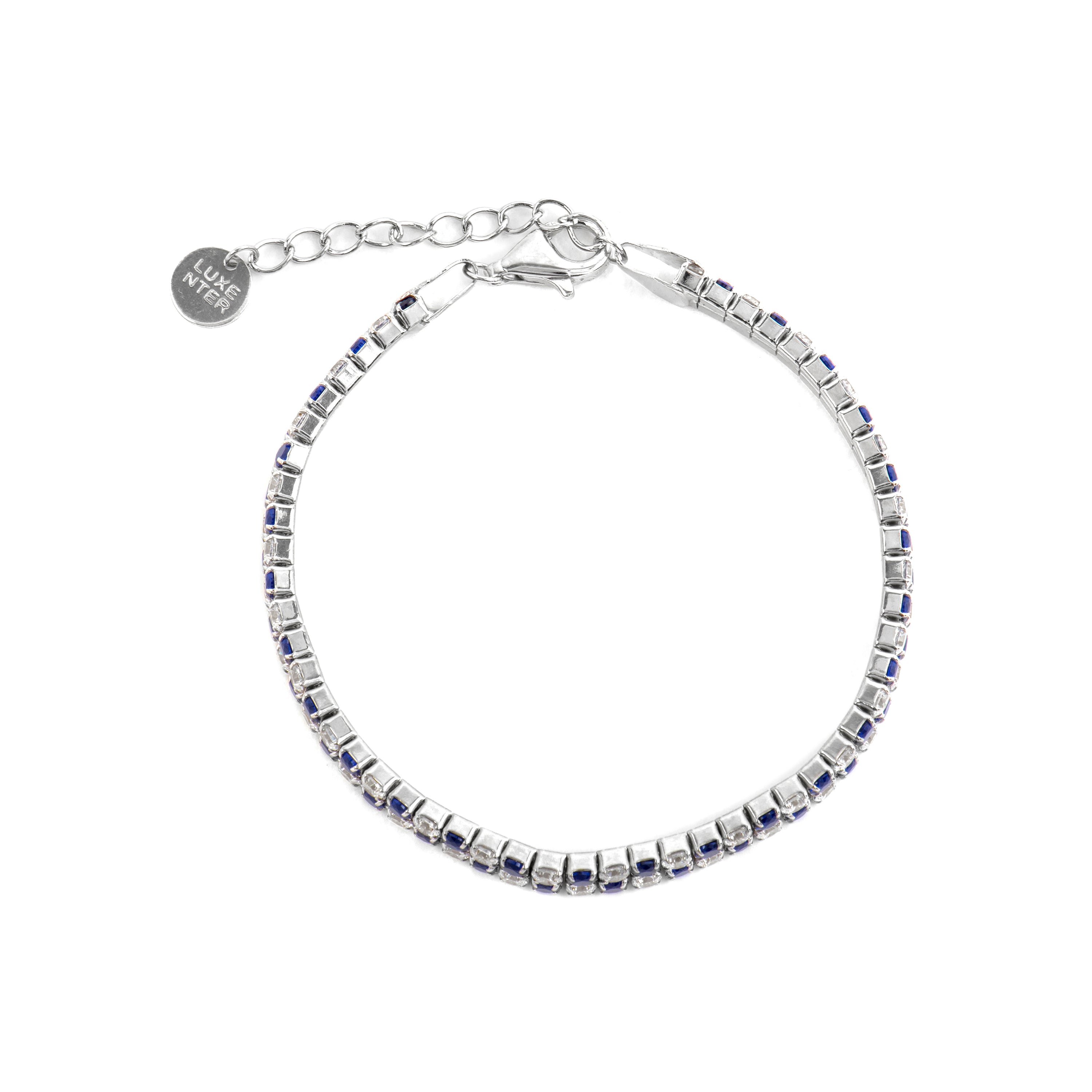 Pulsera de Plata de Ley 925 y Circonita Záfiro acabado en rodio - Kheko