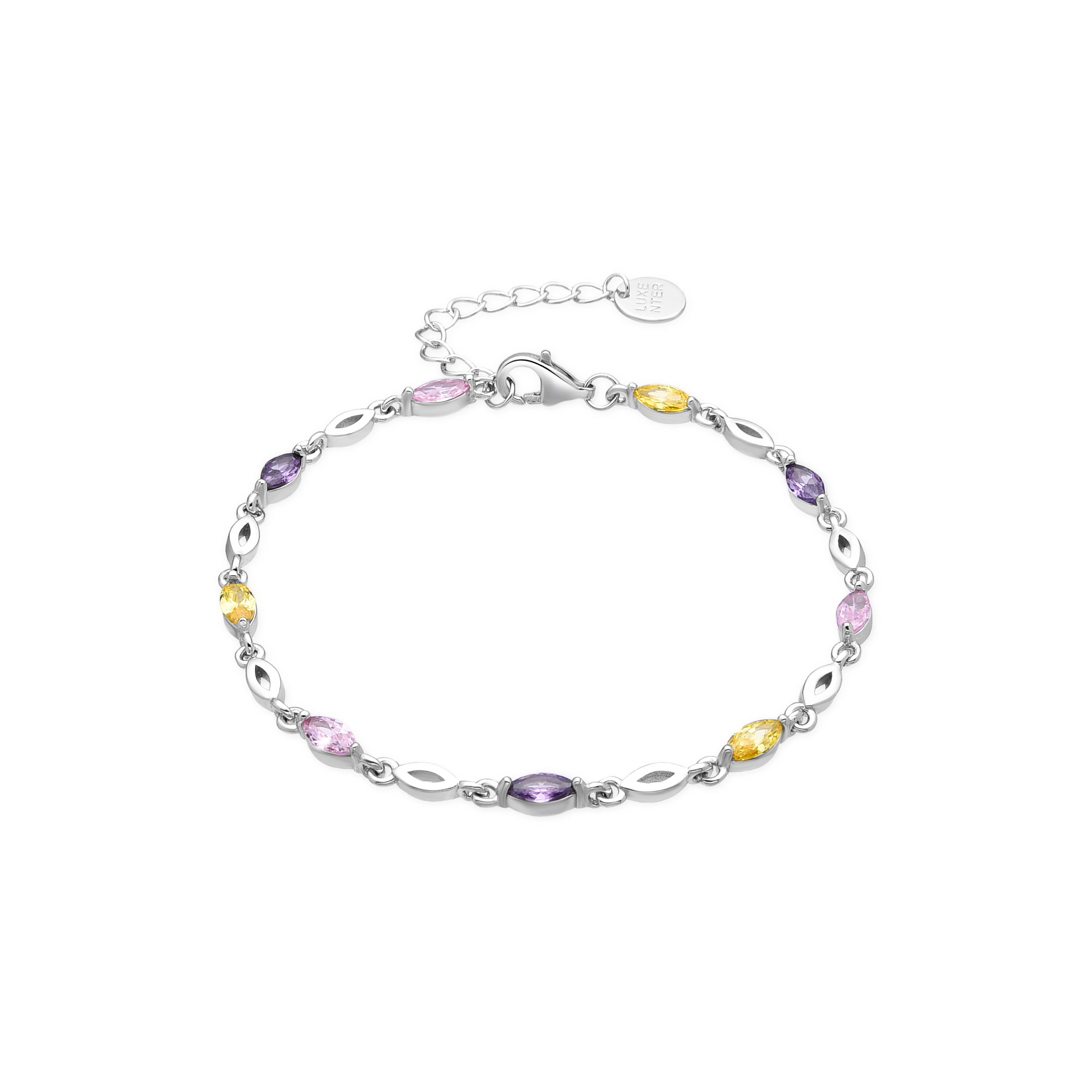 Pulsera de Plata de Ley 925 y Circonita Multicolor acabado oro amarillo de 18k - Imna