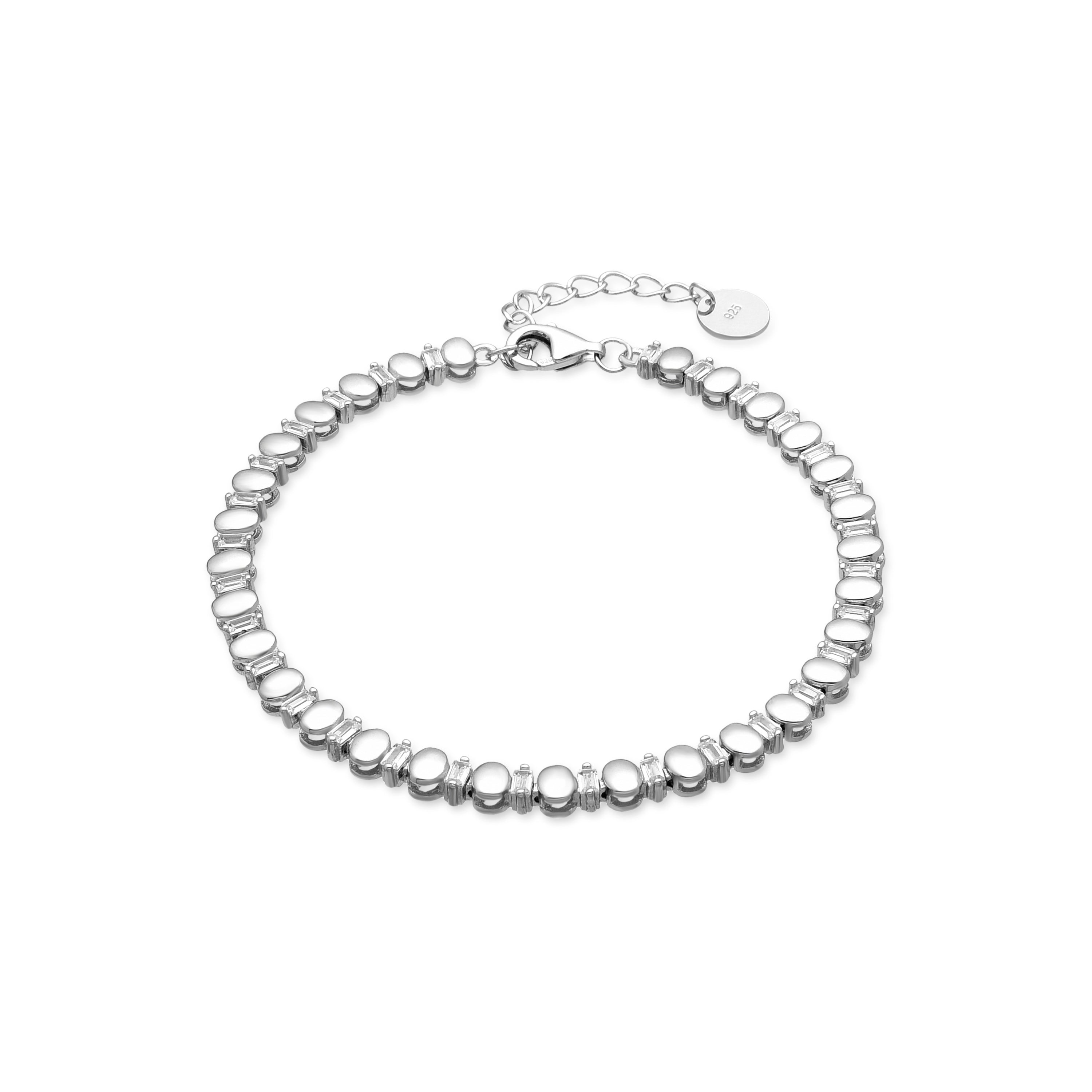 Pulsera de Plata de Ley 925 y Circonita Brillante acabado rodio - Hidot