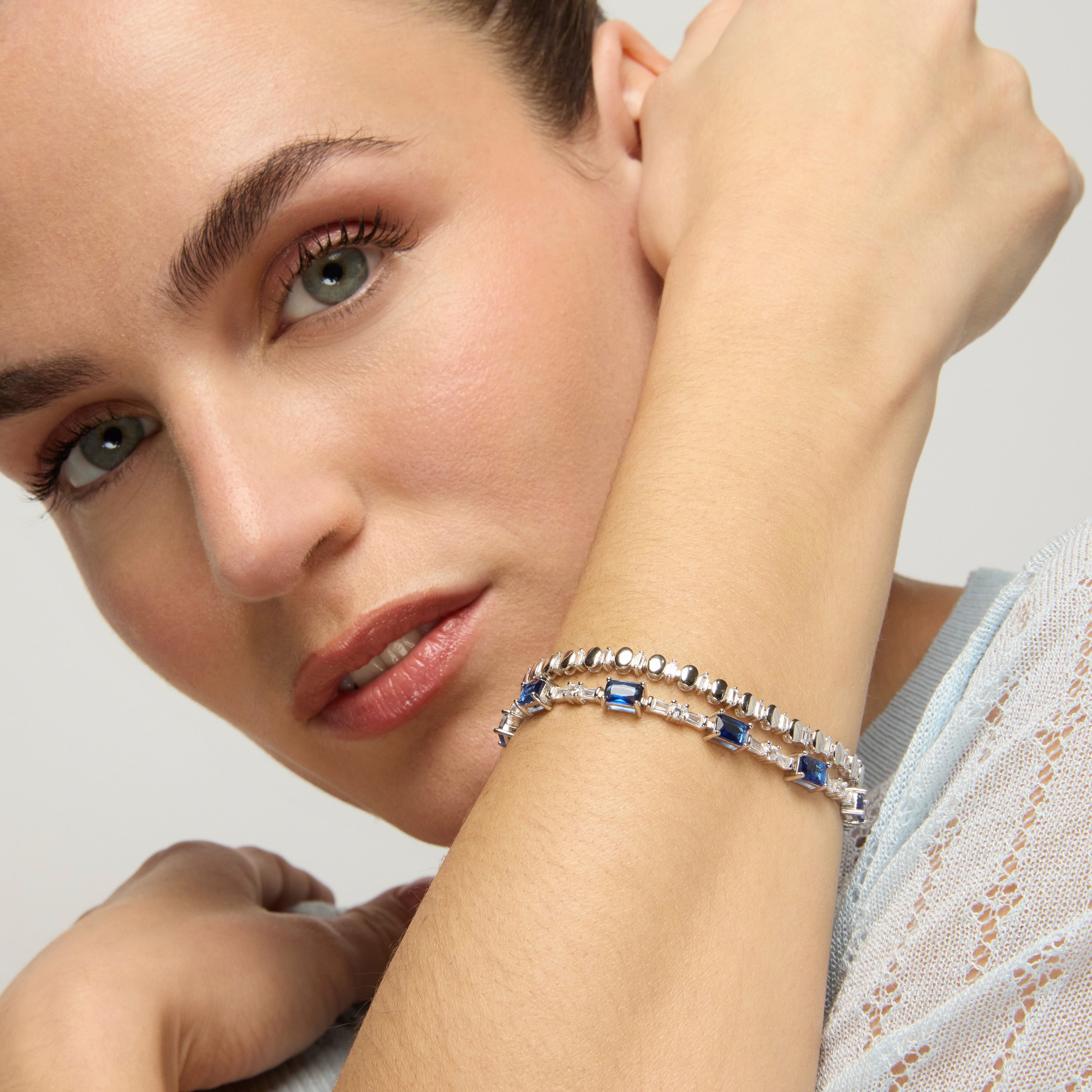 Pulsera de Plata de Ley 925 y Circonita Brillante acabado rodio - Hidot