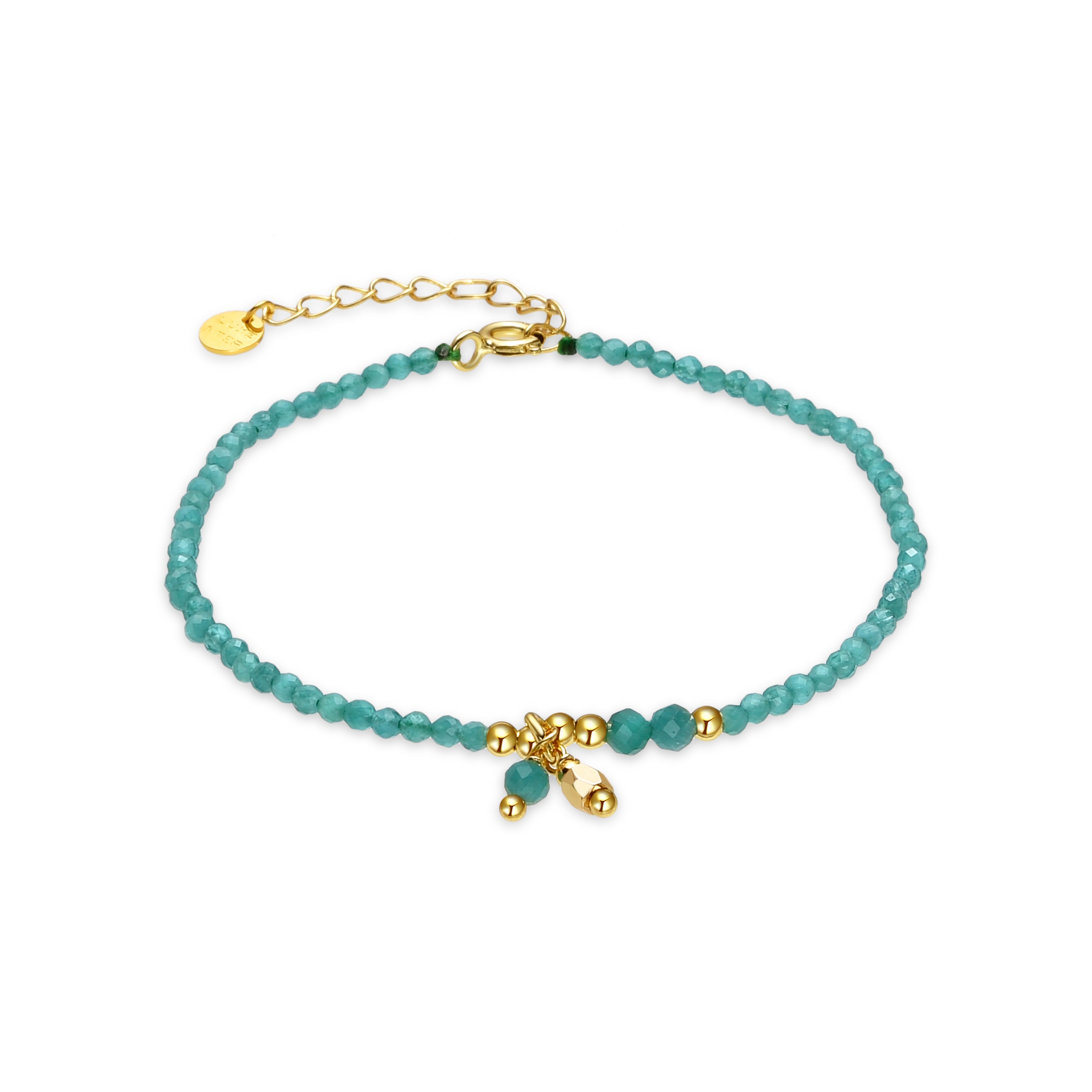 Pulsera de Plata de Ley 925 y Cristal Verde acabada en oro amarillo de 18k - Bialak