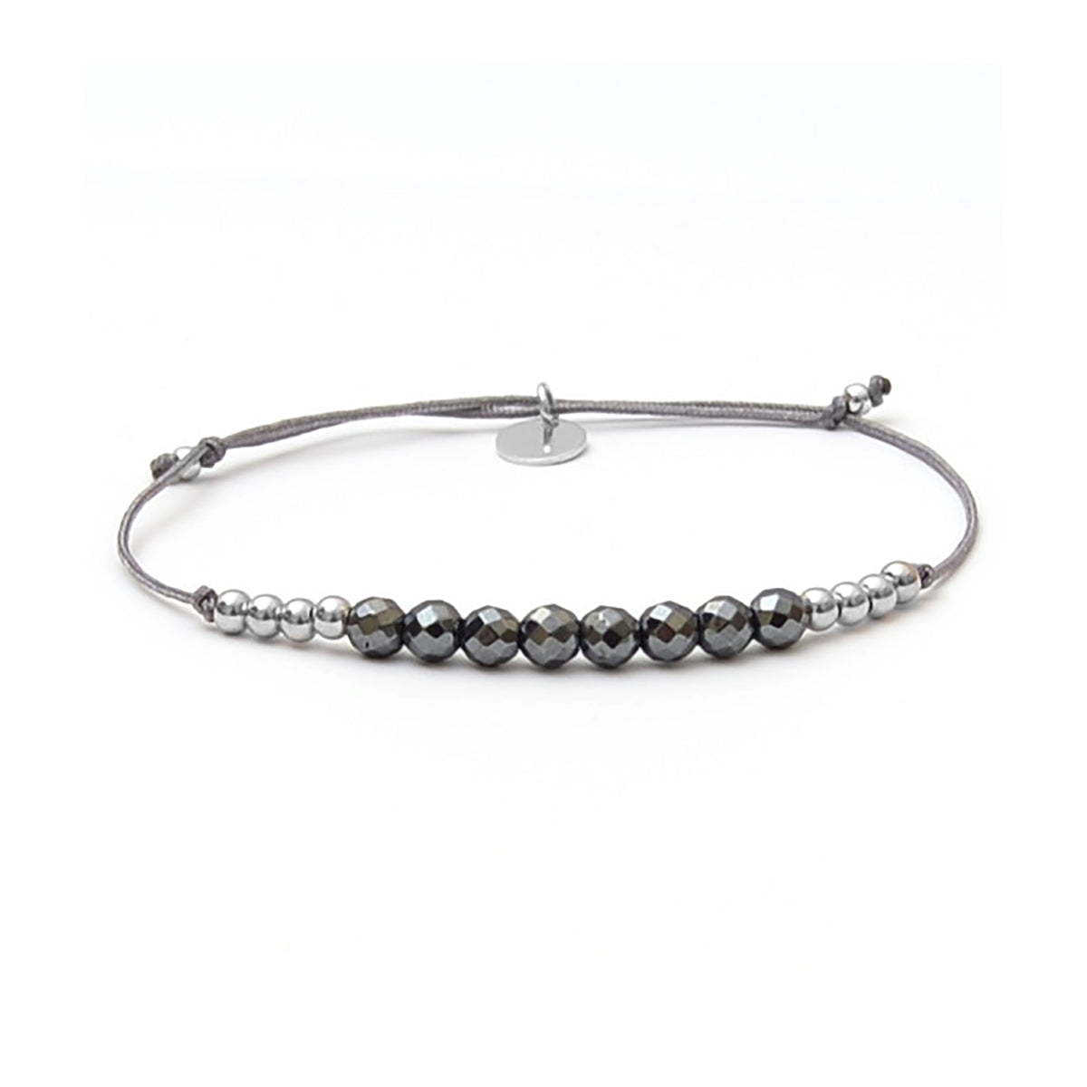 Bracciale in Argento Sterling 925 con Ematite finito in rodio - Sunya