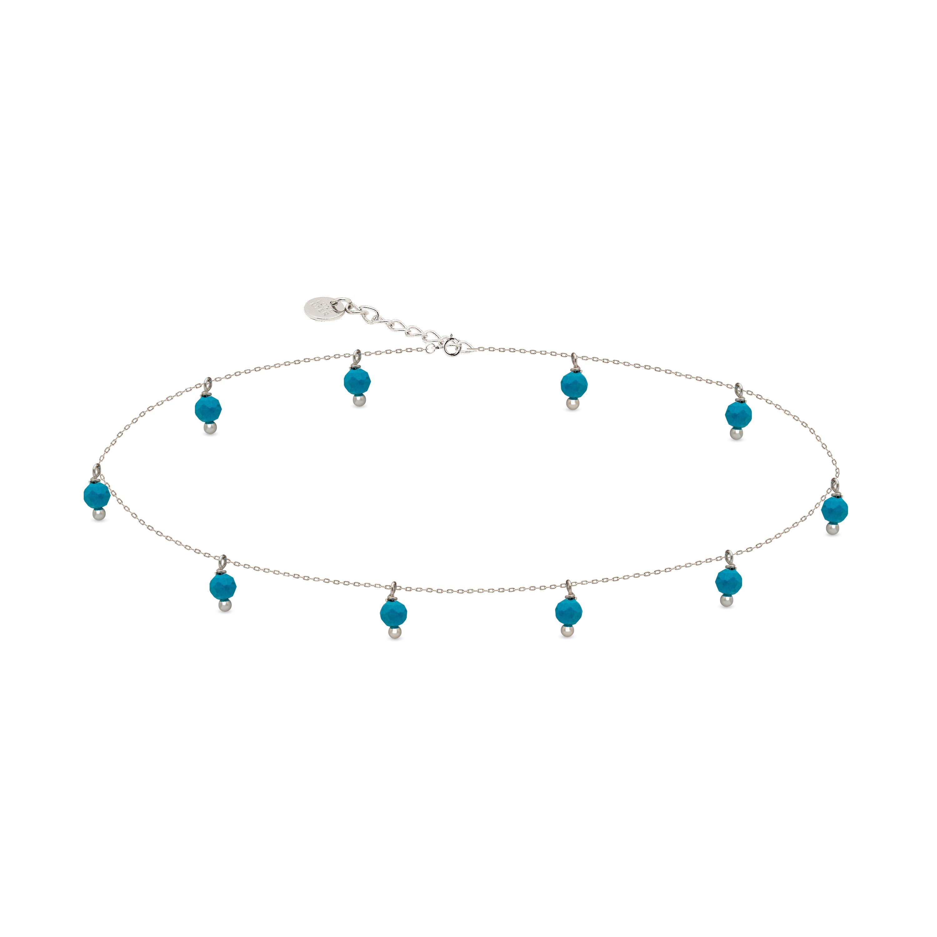 Bracciale in Argento Sterling 925 con Turchese finito in rodio - Wardpa