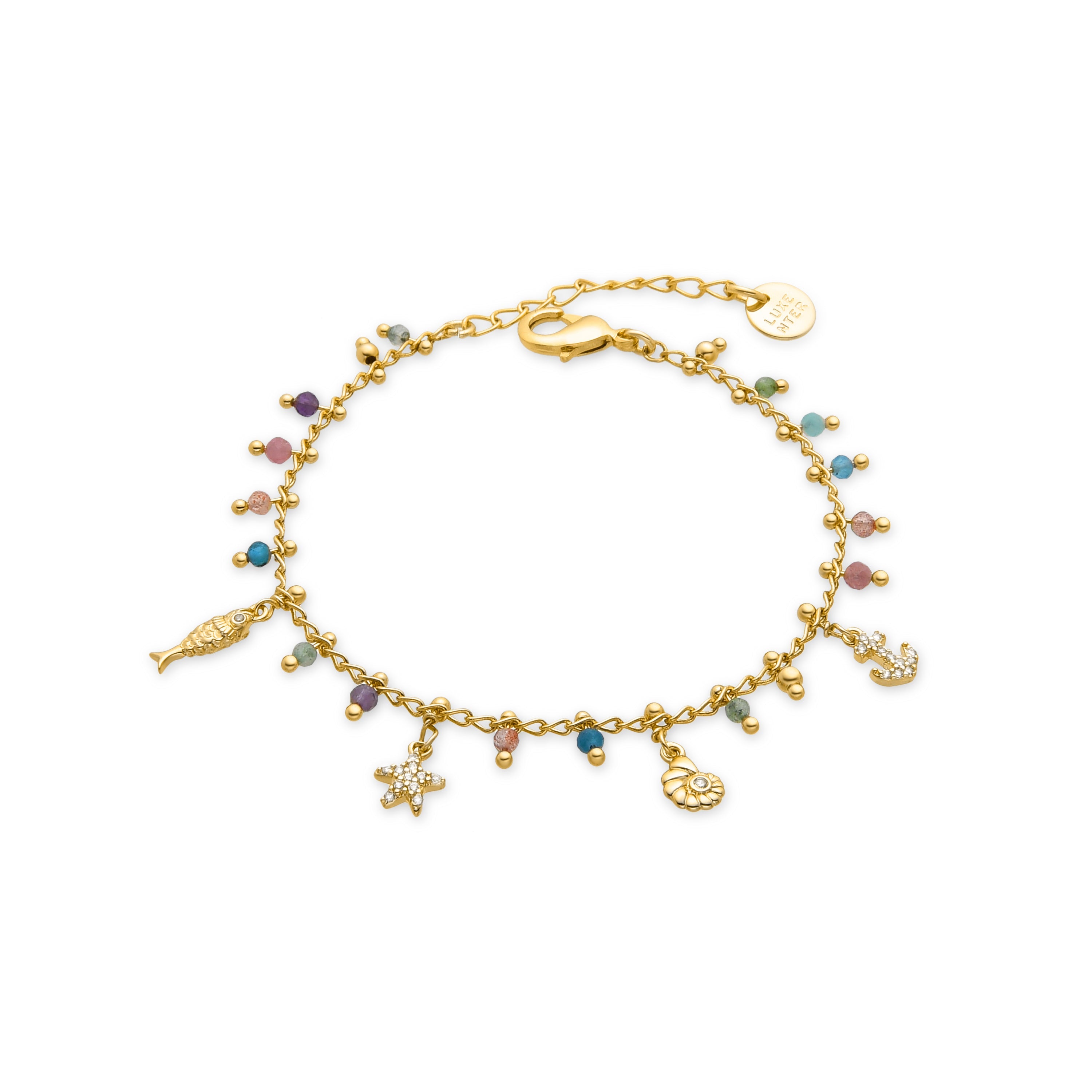 Pulsera de Plata de Ley 925 y Cristal Multicolor acabada en oro amarillo 18K - Kaiquia