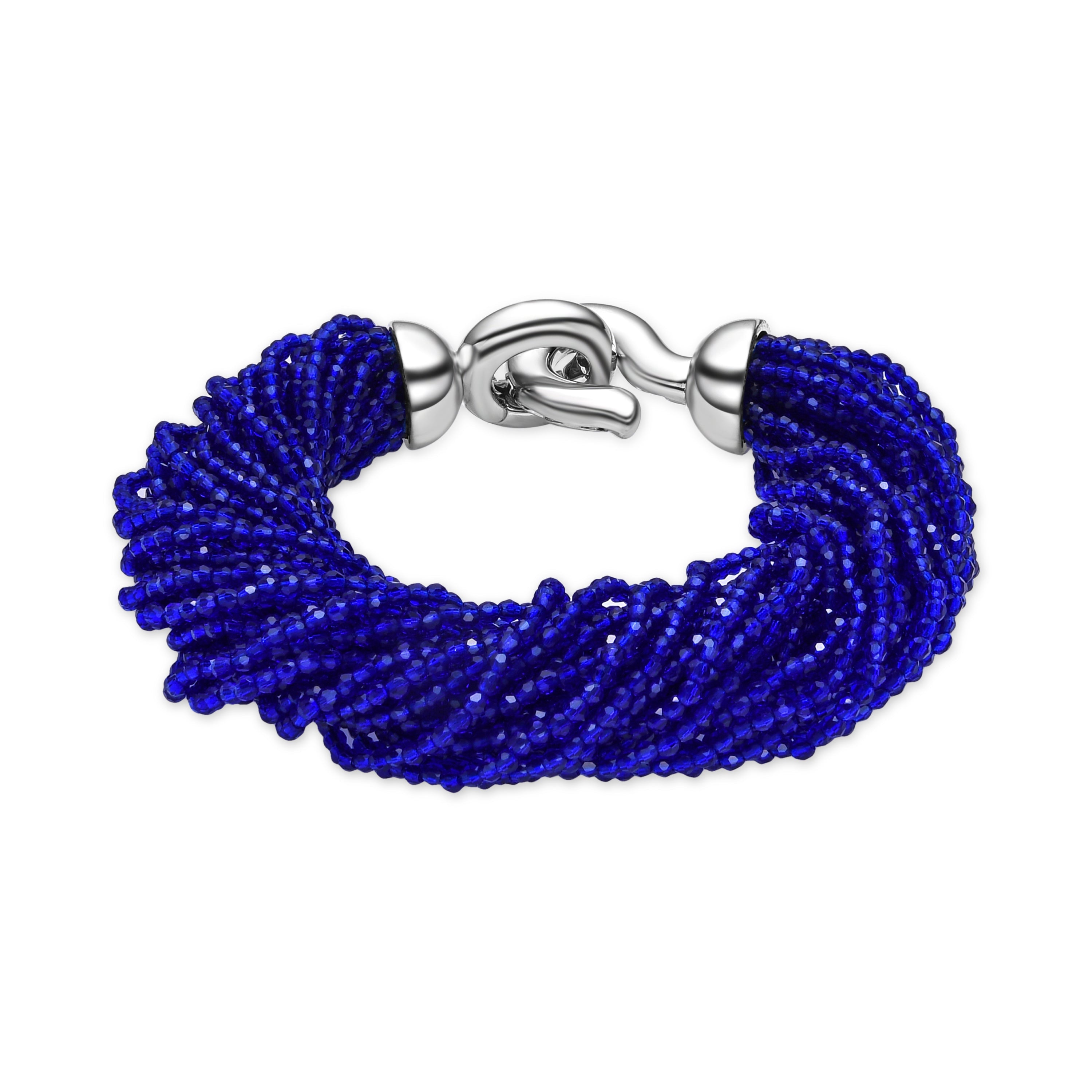 Pulsera Cristal Azul Oscuro acabado en rodio - Kibak