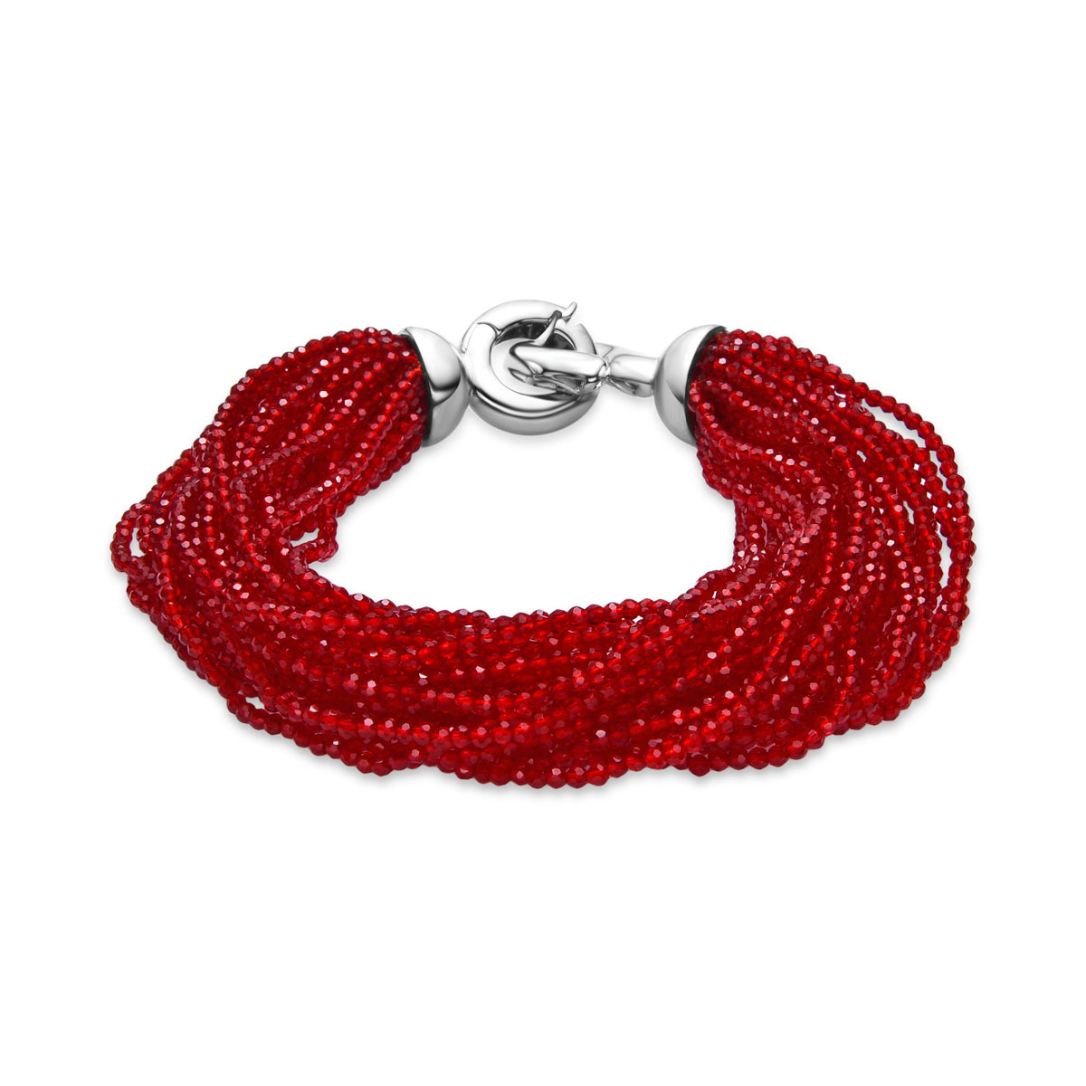 Pulsera Cristal Rojo acabado en rodio - Kibak