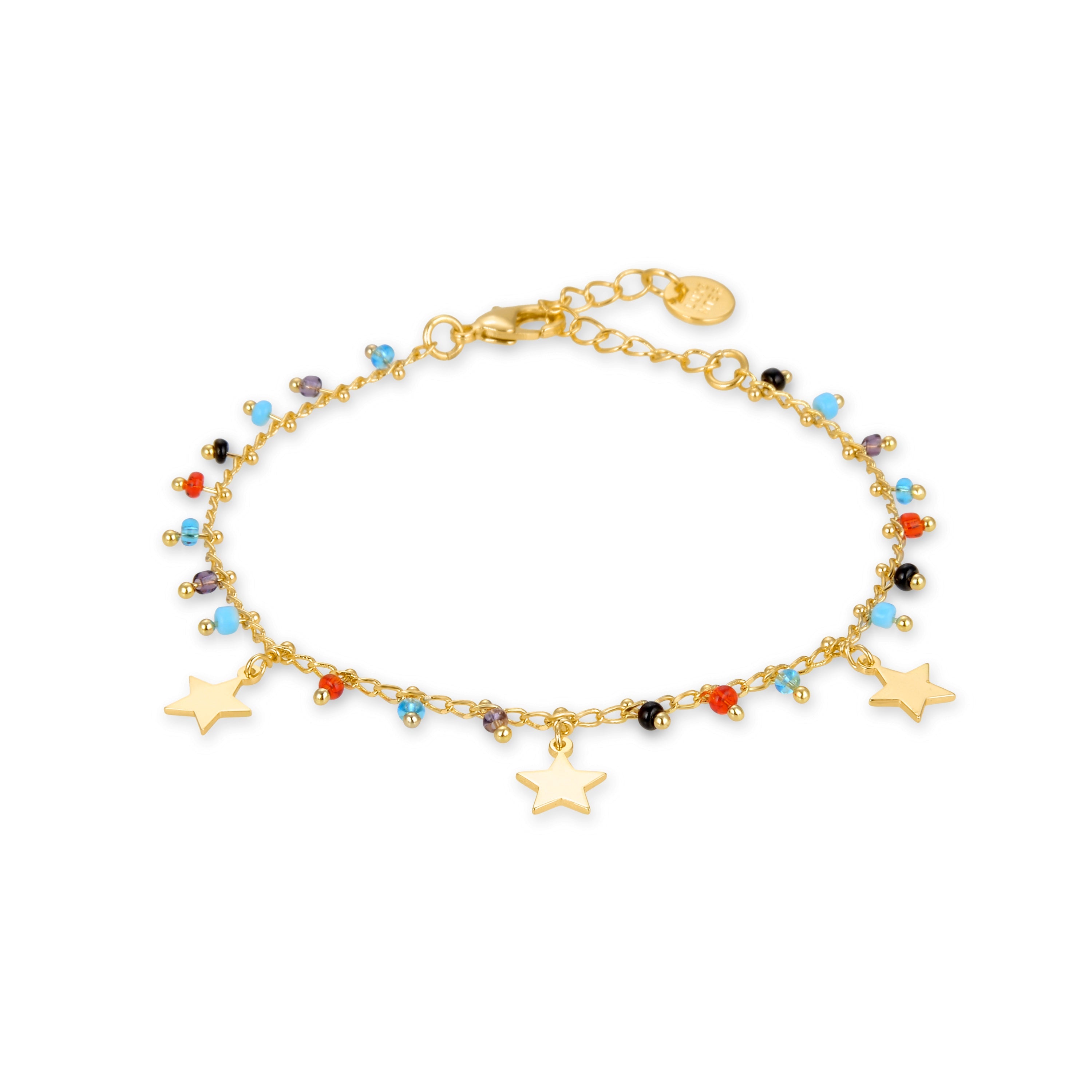 Pulsera de Plata de Ley 925 con Cuarzo Hidrotermal Multicolor acabada en oro amarillo 18K - Beos