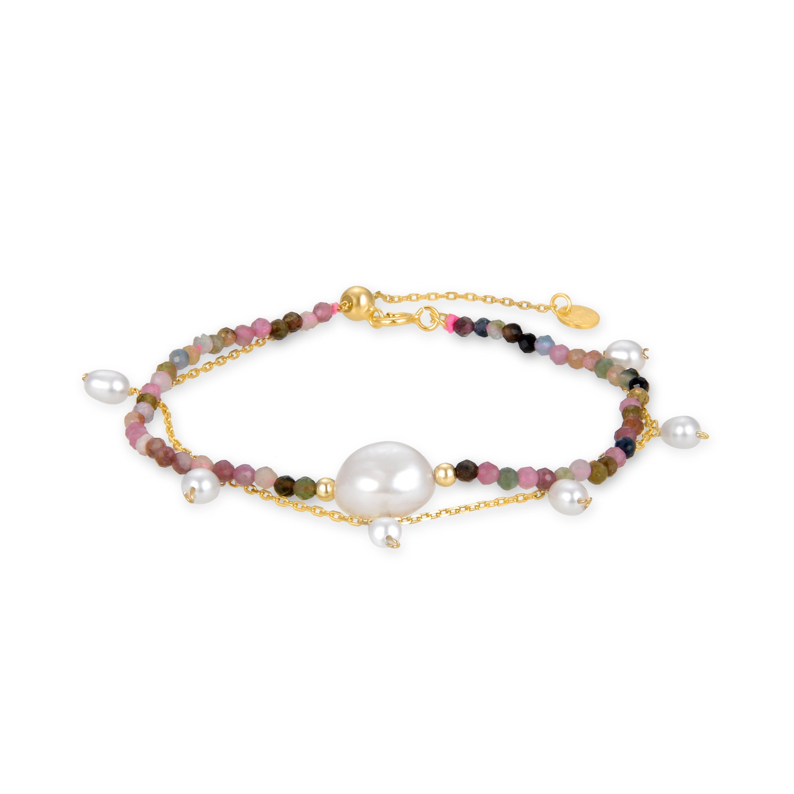 Bracciale in Argento Sterling 925 con Perla Bianca rifinito in oro giallo 18K - Ysna