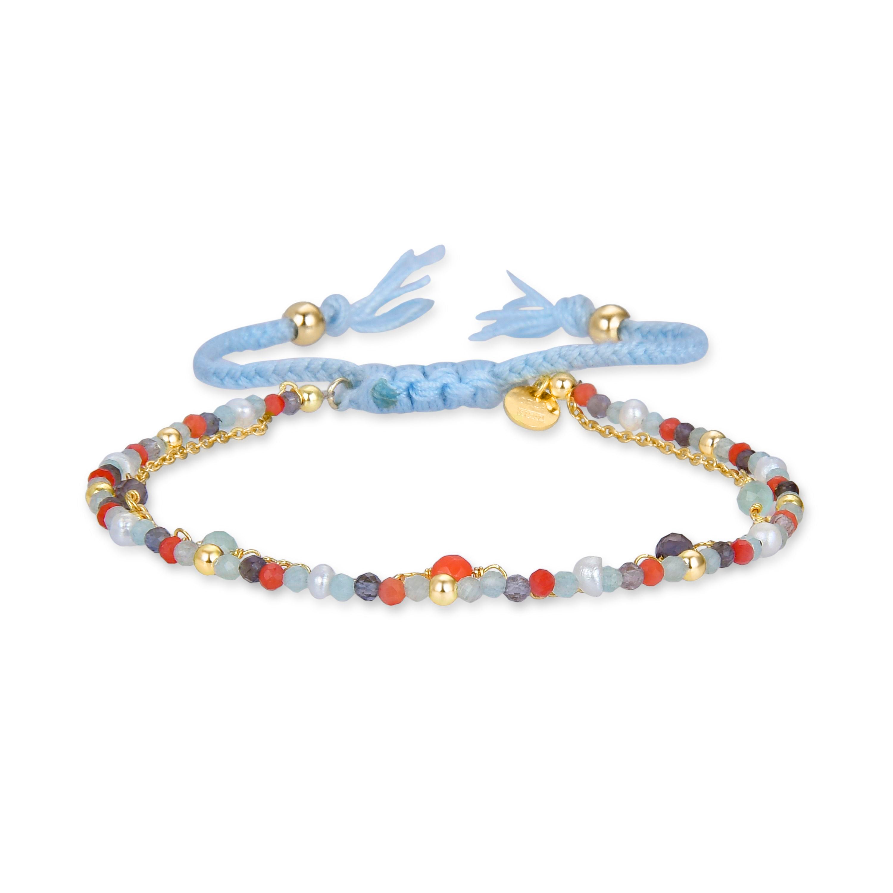 Pulsera de Plata de Ley 925 con Cuarzo Hidrotermal Verde Pastel acabada en oro amarillo 18K - Asvorg