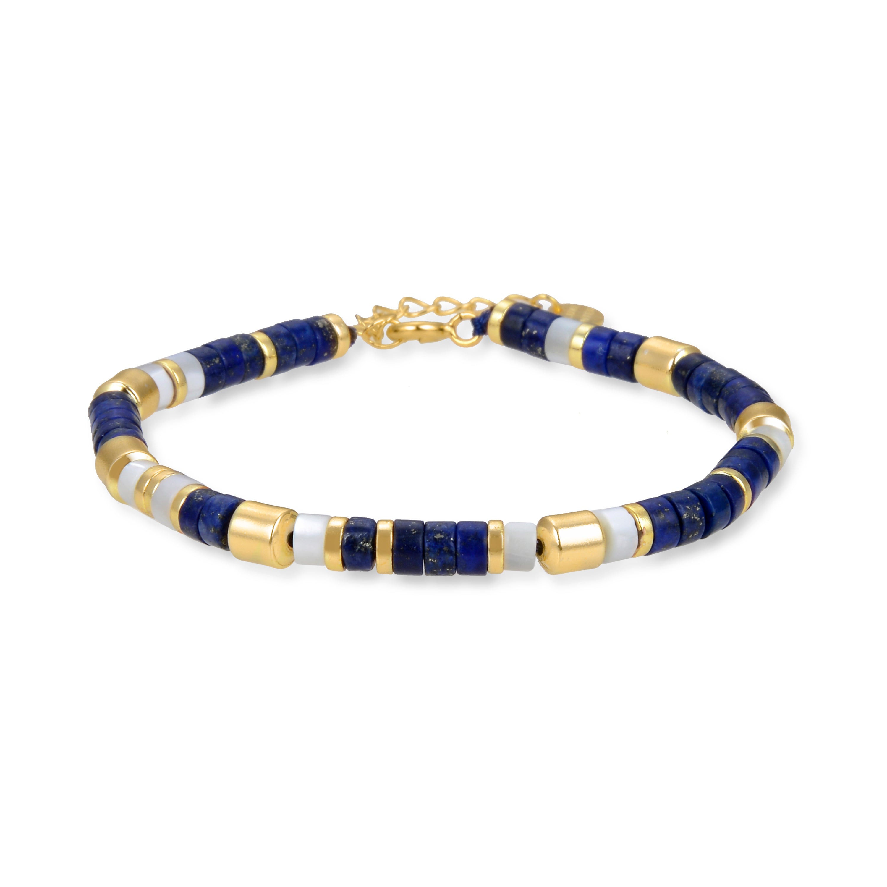 Pulsera de Plata de Ley 925 con Lapislazuli Natural acabada en oro amarillo 18K - Ihun