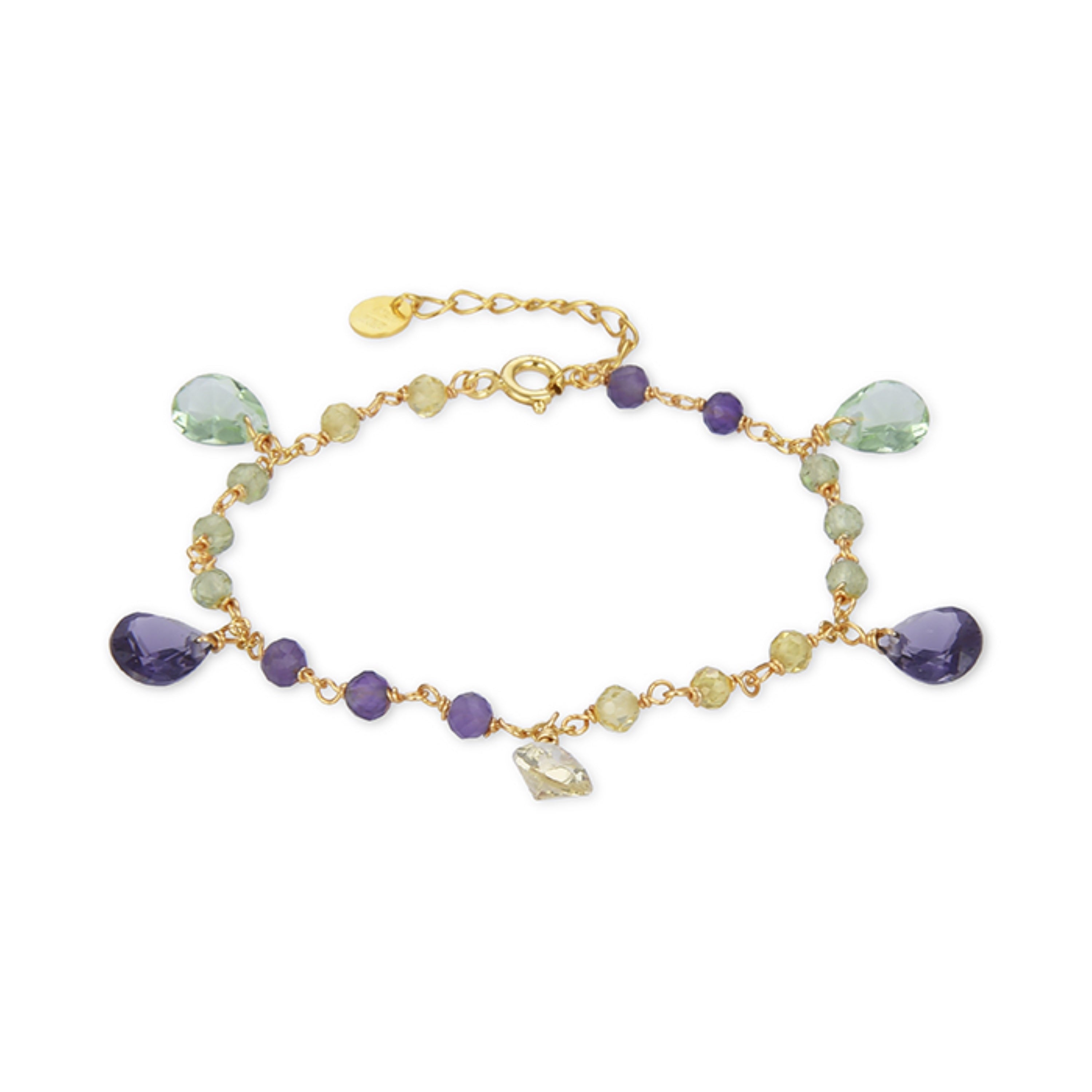 Pulsera de Plata de Ley 925 con Fluorita acabada en oro amarillo 18K - Sereo