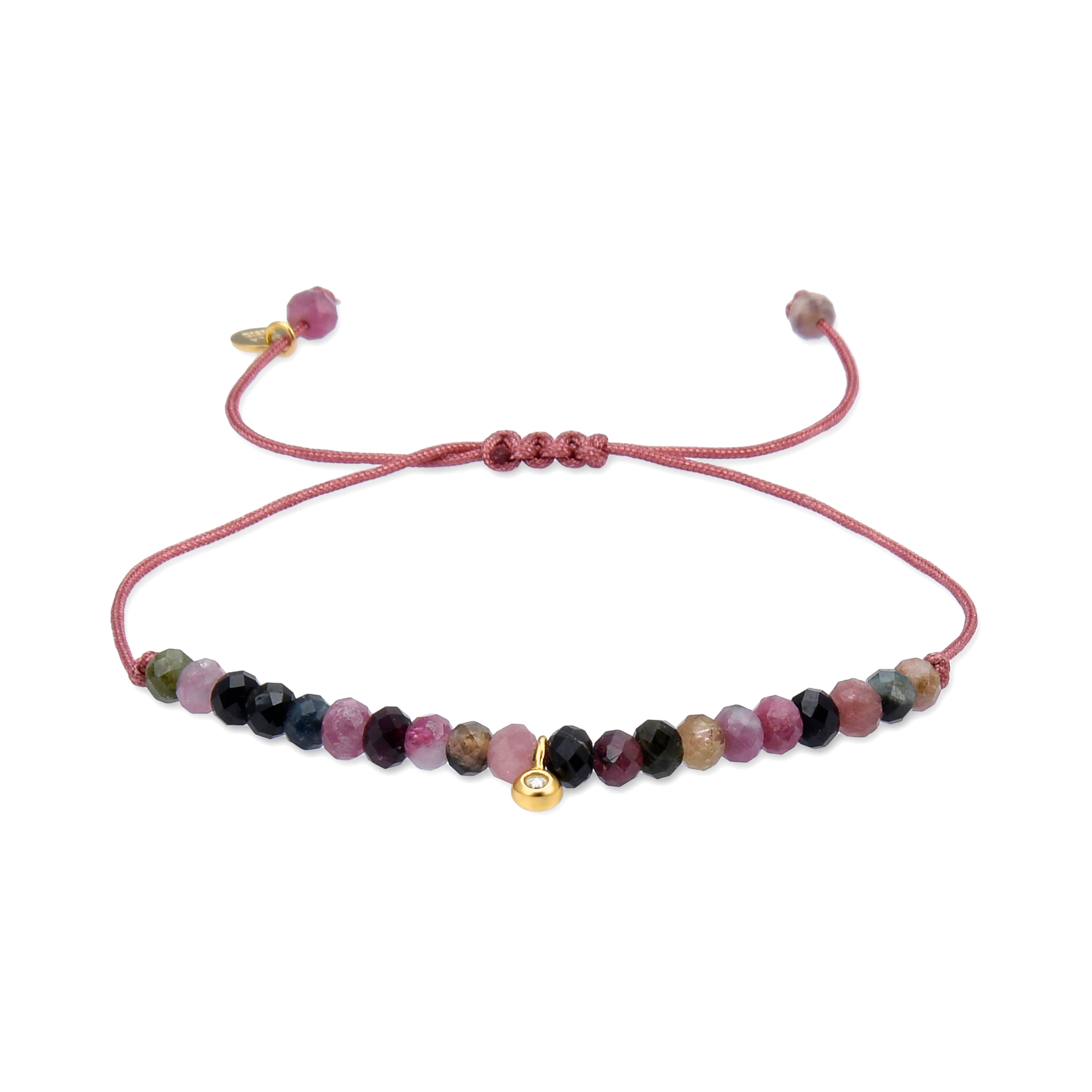 Pulsera de Plata de Ley 925 con Cristal Multicolor acabada en oro amarillo 18K - Kasai