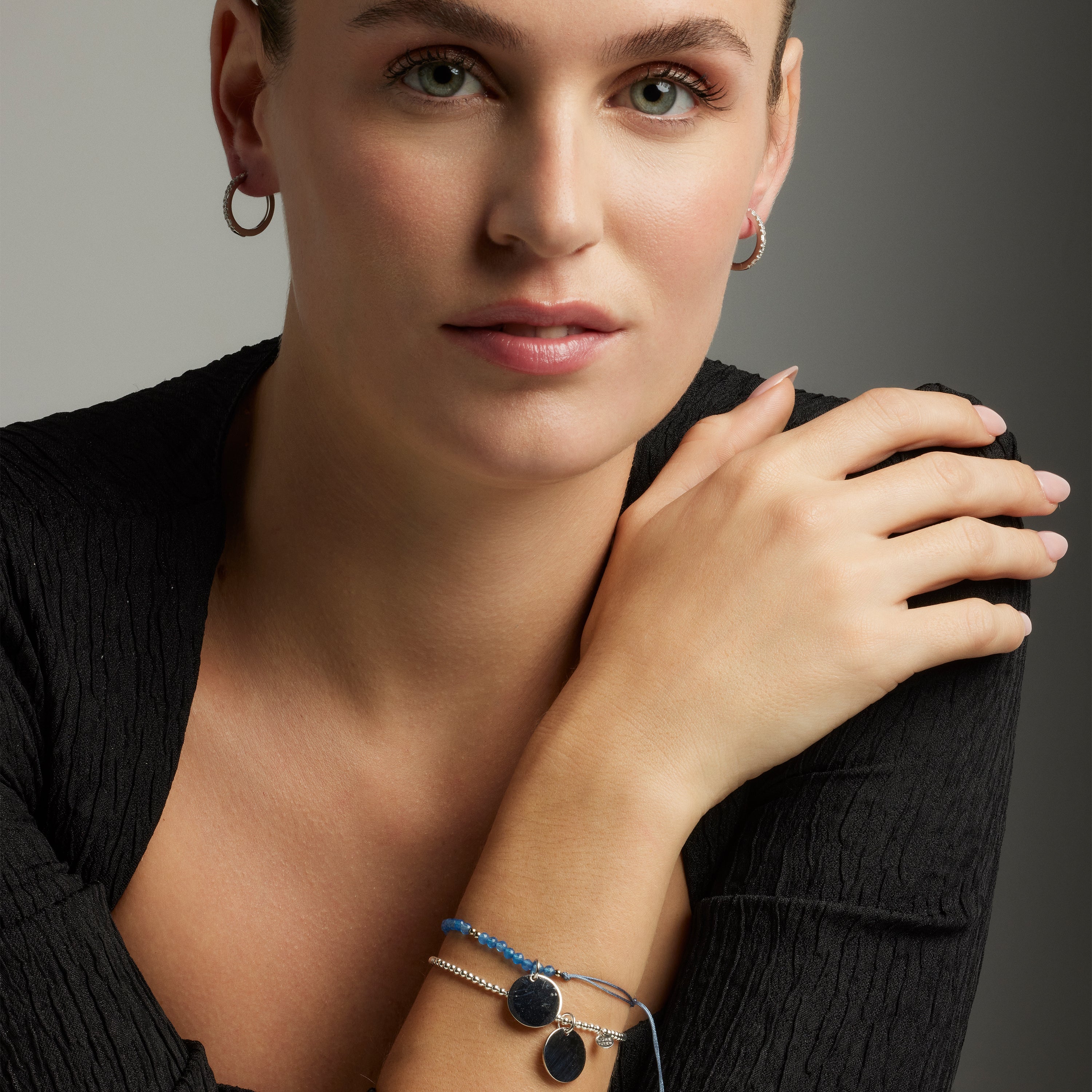 Bracciale in Argento Sterling 925 con Ematite placcato in rodio - Krasai