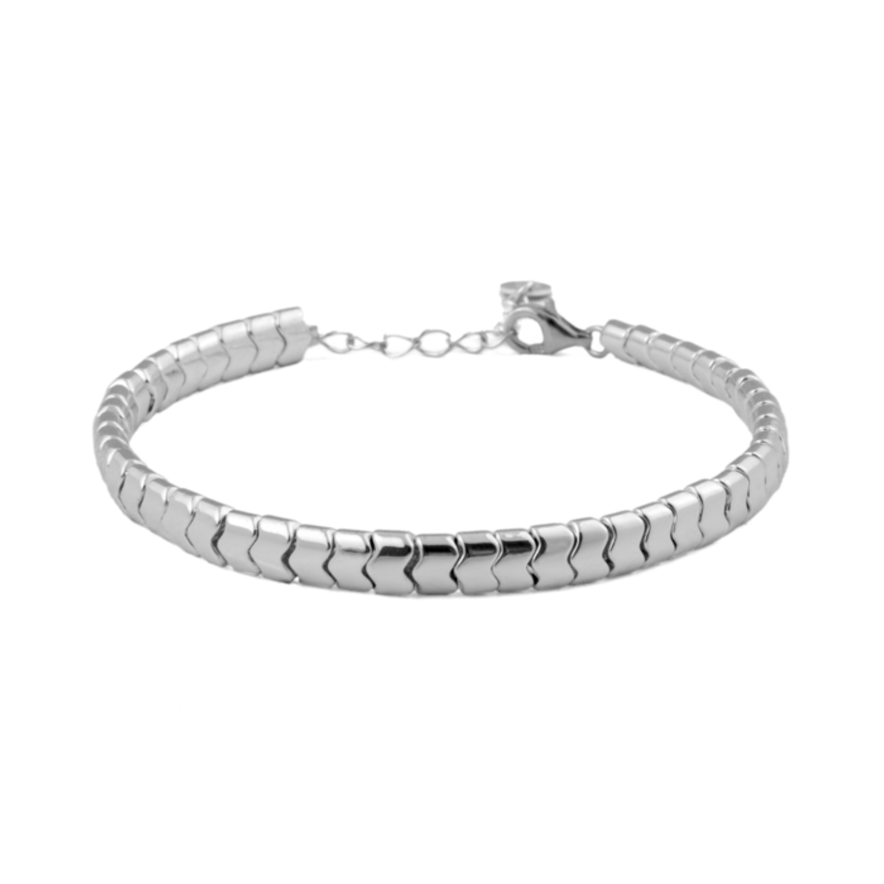 Bracciale in Argento Sterling 925 con Ematite finito in rodio - Ketko