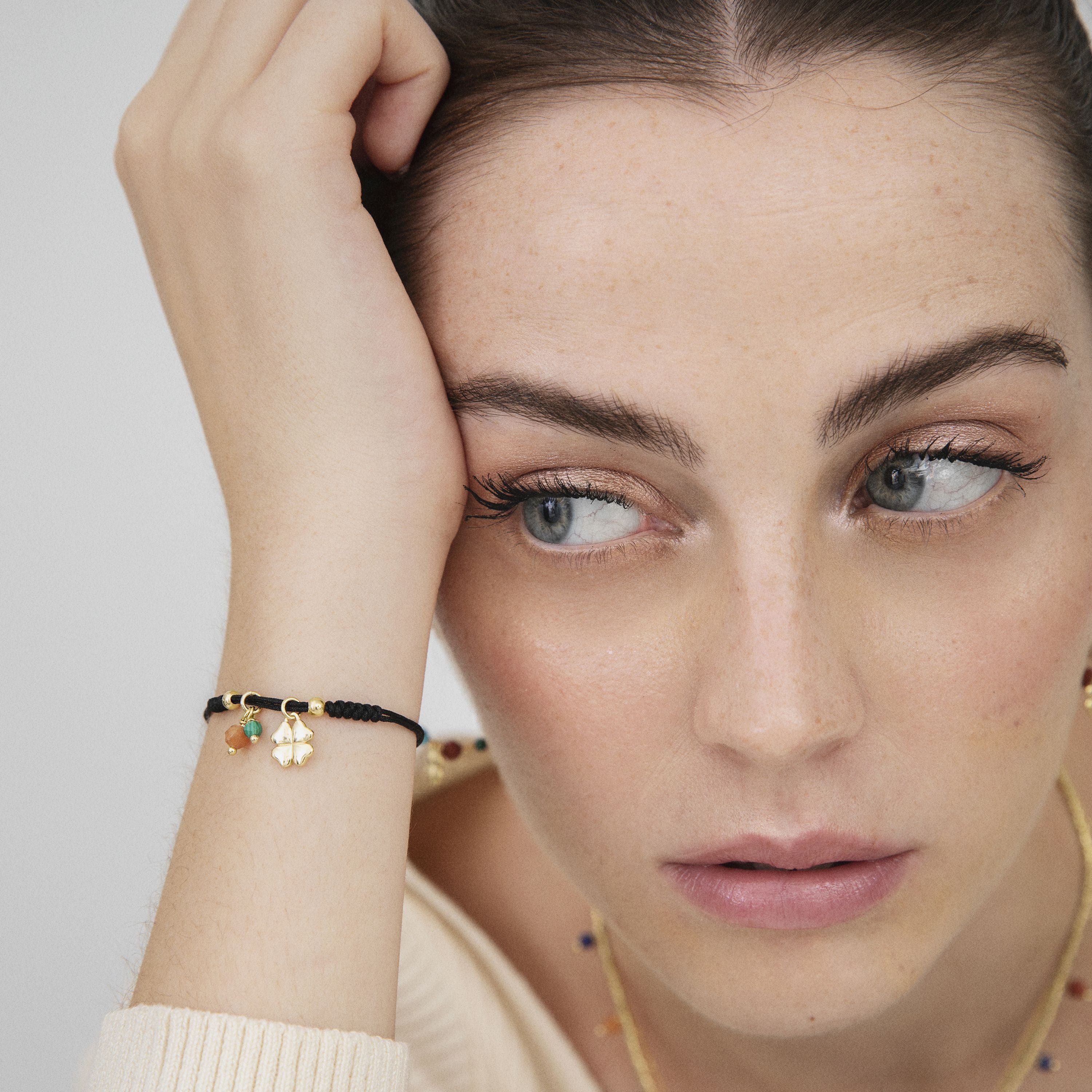 Bracciale in Argento Sterling 925 finito in oro giallo 18K - Quadrifoglio