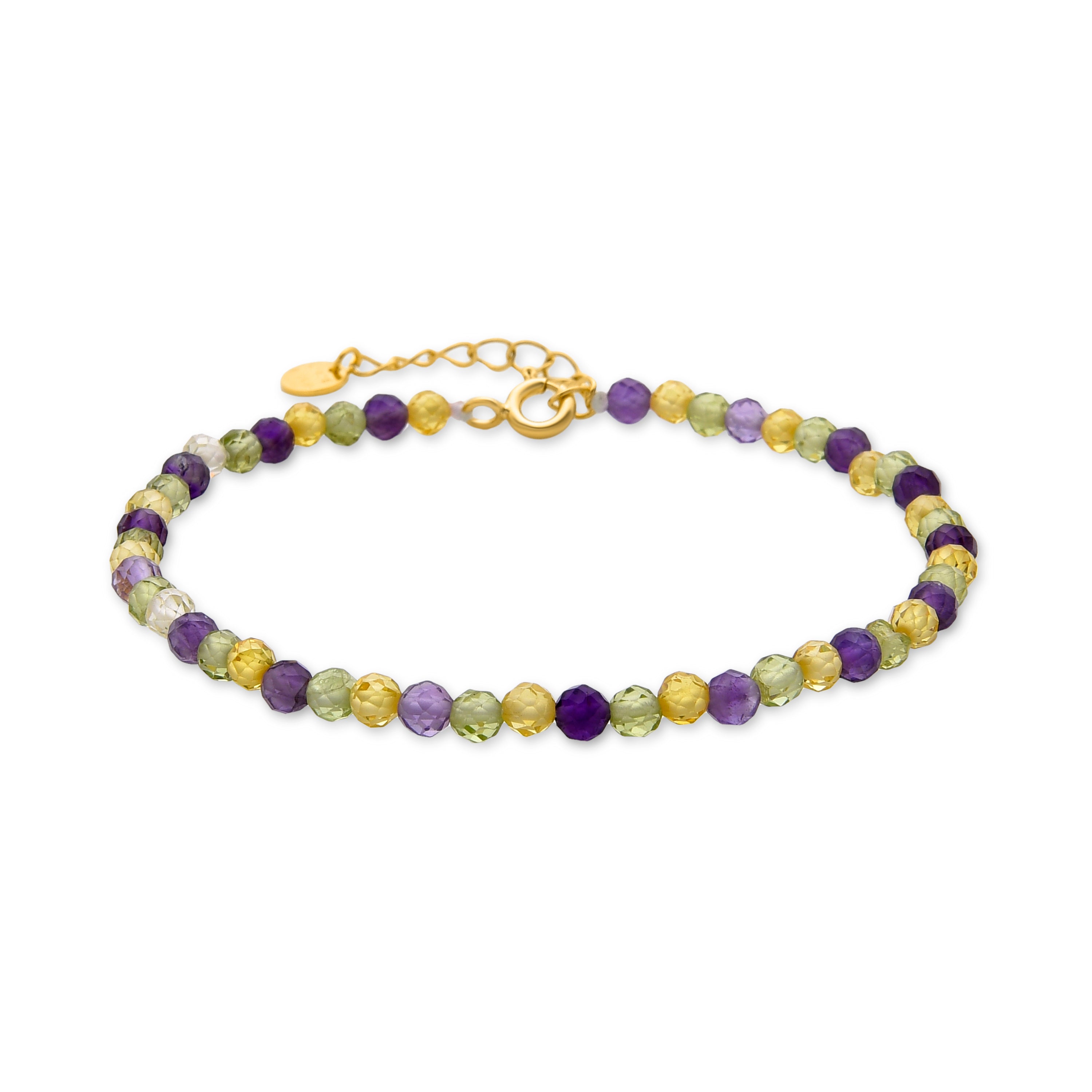 Bracciale in Argento Sterling 925 con Fluorite finito in oro giallo 18K - Salblai