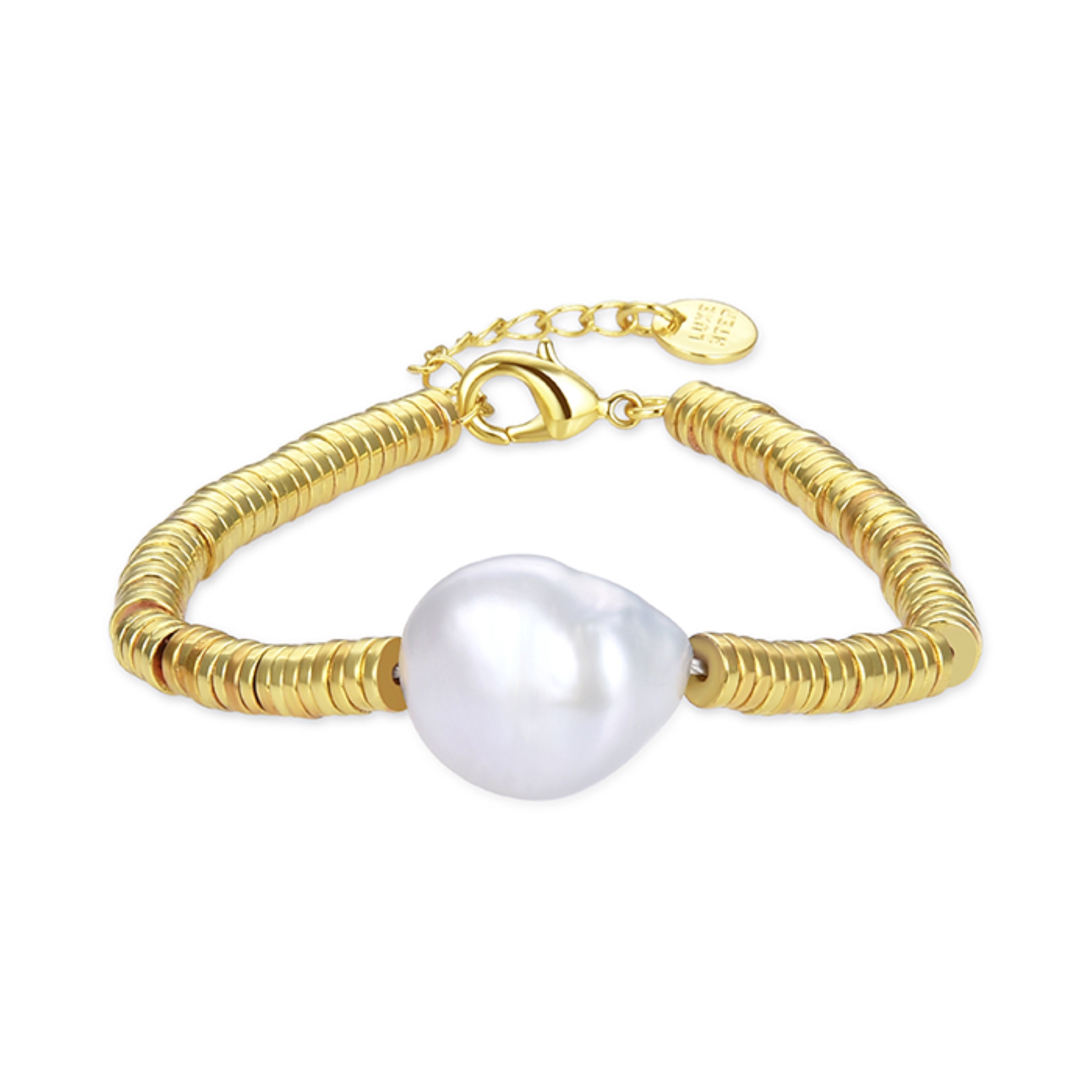 Bracciale in ematite dorata rifinito in oro giallo 18K - Siever