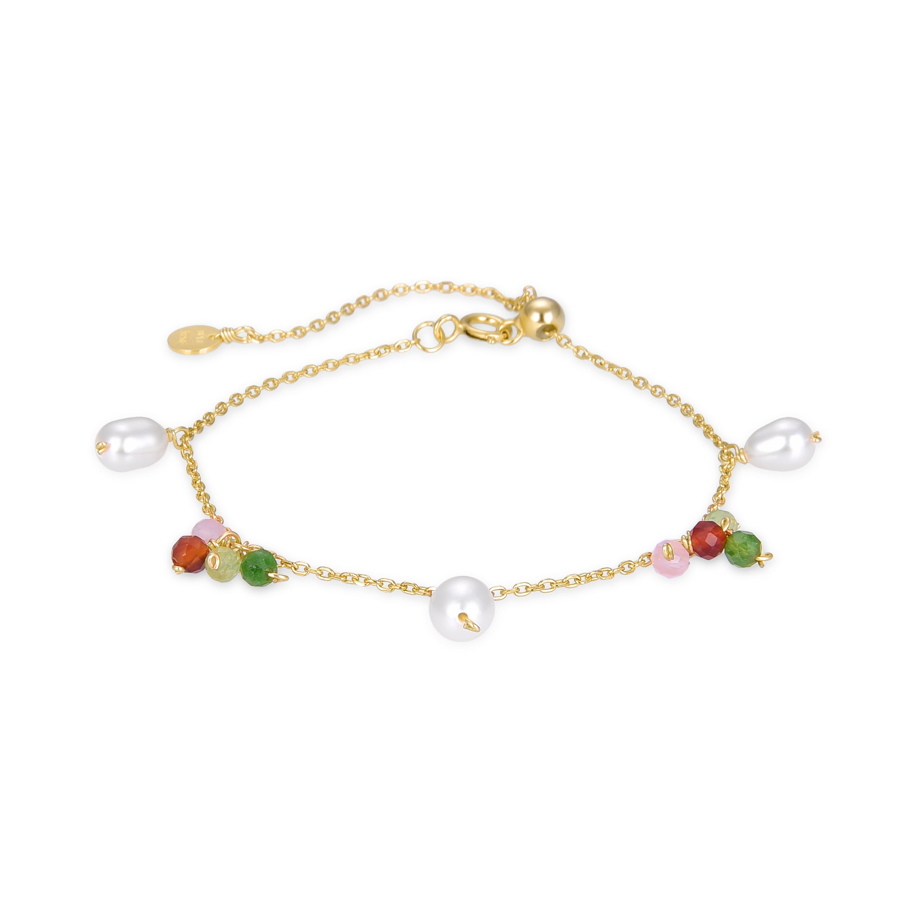 Pulsera de Plata de Ley 925 con Perla Blanca acabada en oro amarillo 18K - Fanim