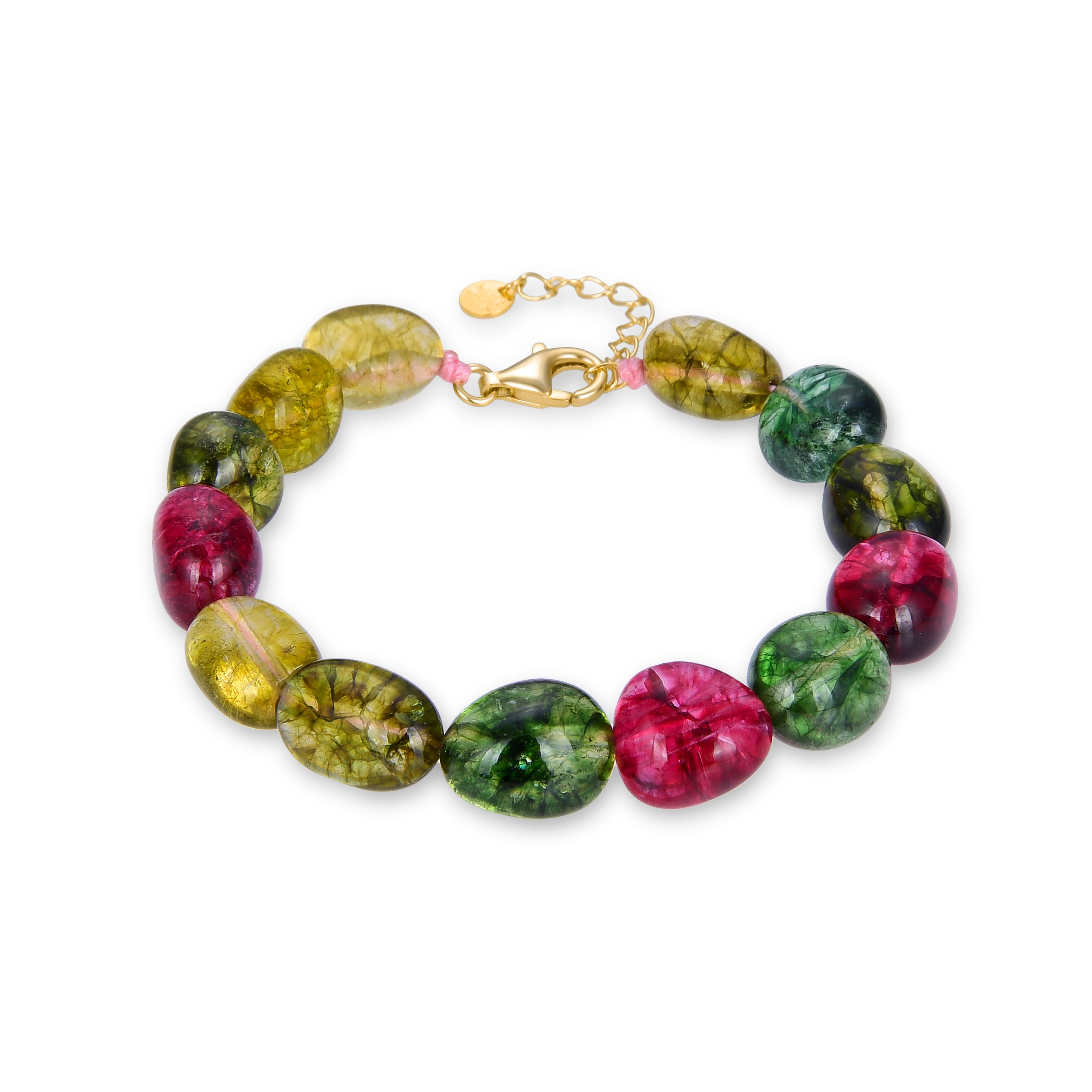 Pulsera de Plata de Ley 925 con Cristal Multicolor acabada en oro amarillo 18K - Karse
