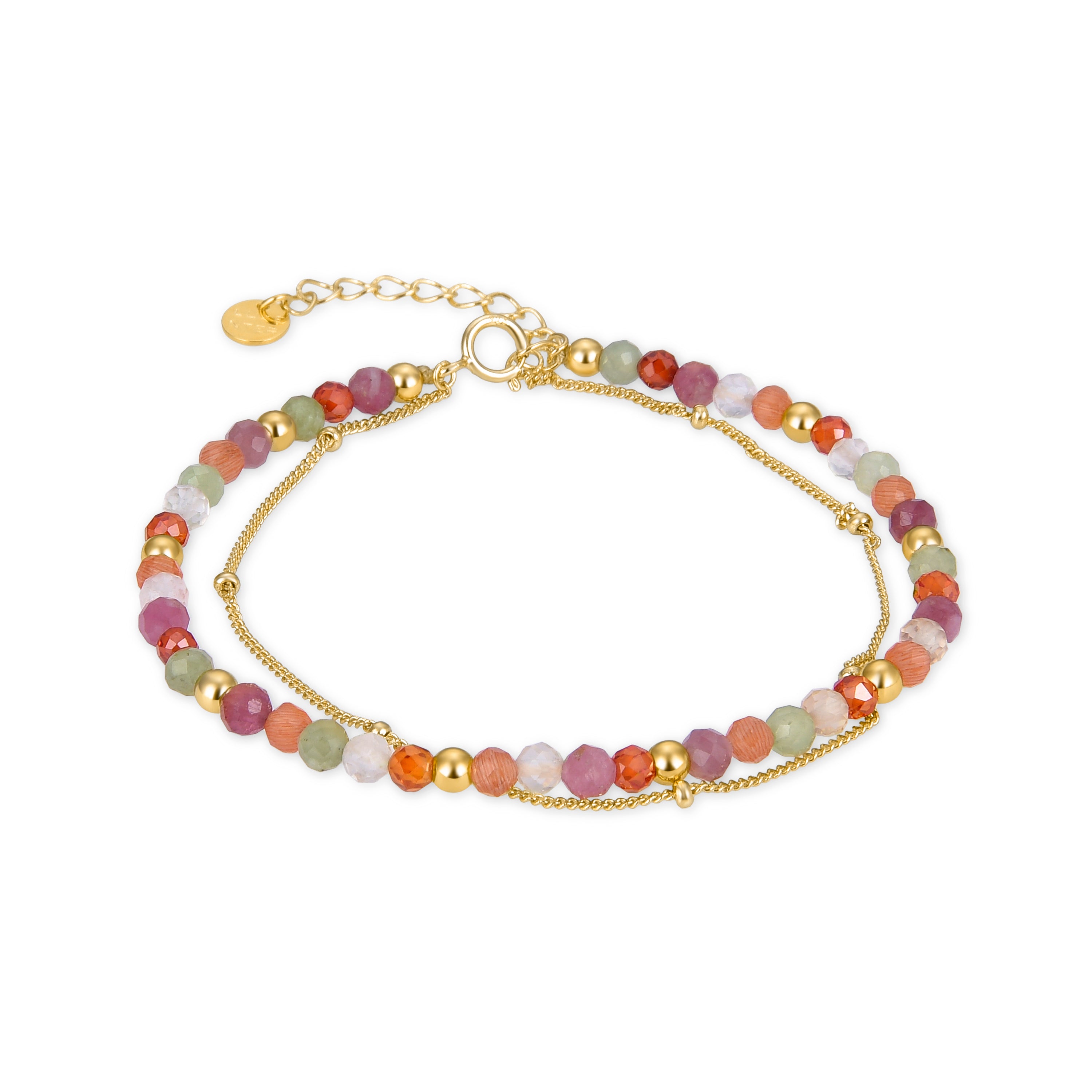 Pulsera de Plata de Ley 925 con Cristal Multicolor acabada en oro amarillo 18K - Mbingu