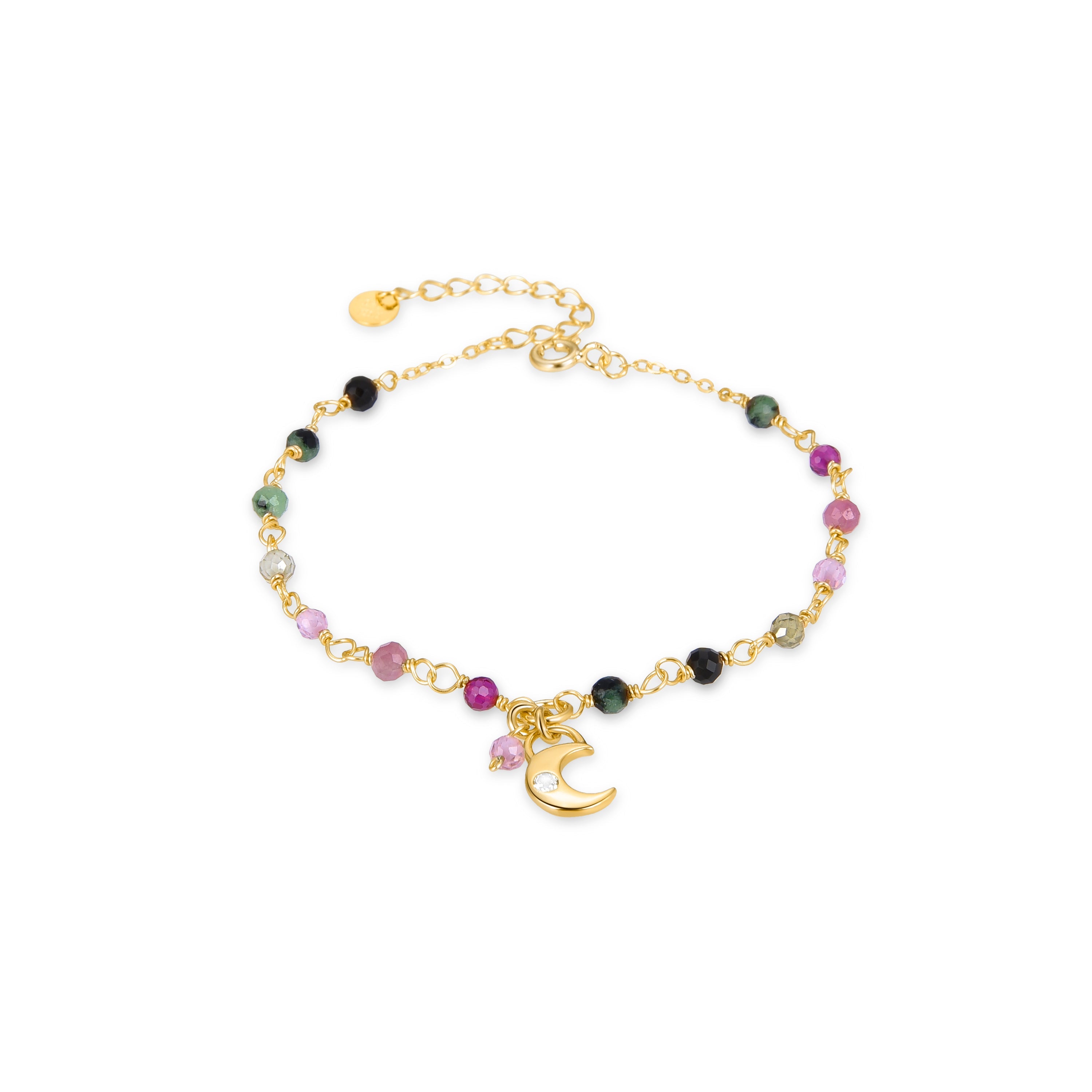 Pulsera de Plata de Ley 925 con Cristal Multicolor acabada en oro amarillo 18K - Duk