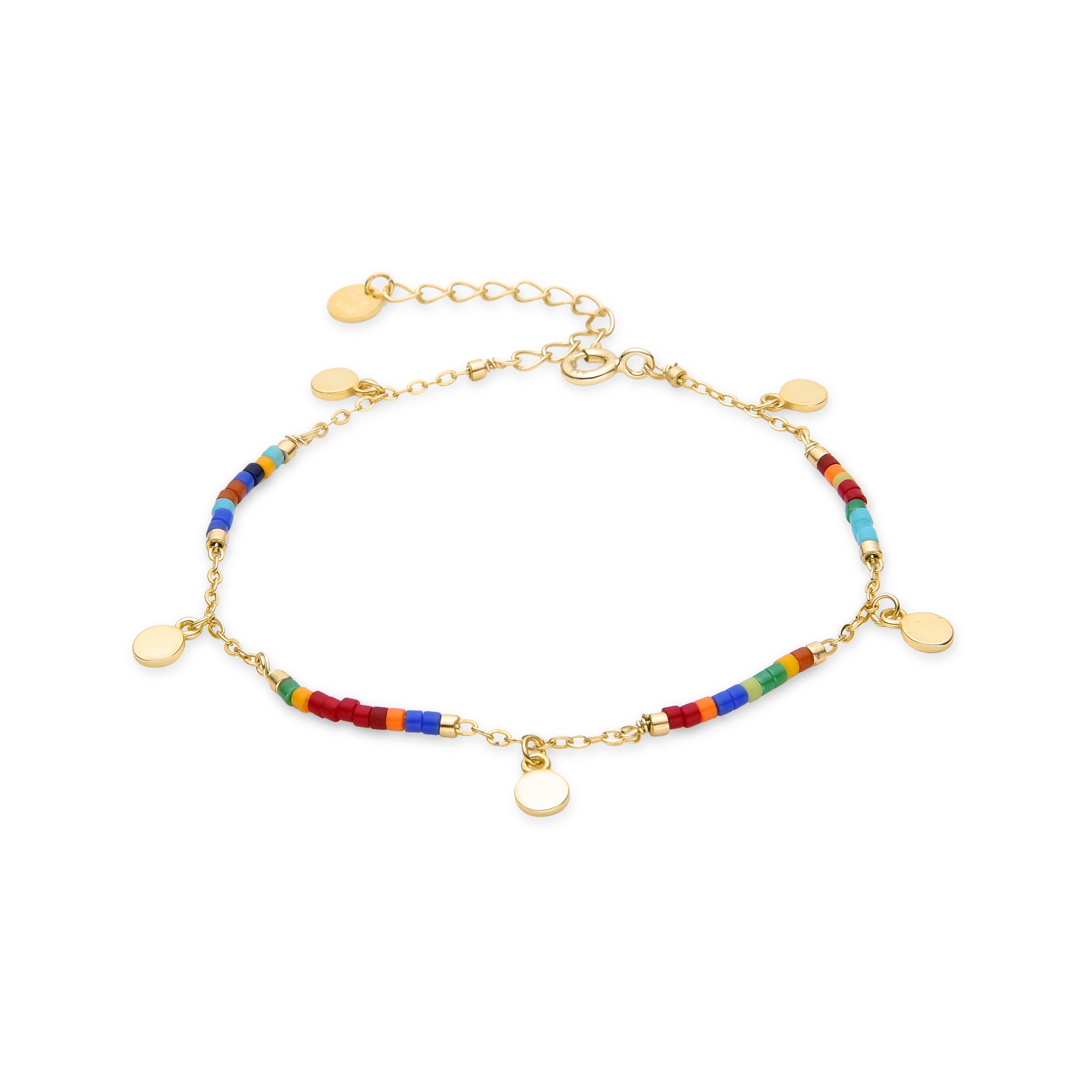 Pulsera de Plata de Ley 925 con Cristal Multicolor acabada en oro amarillo 18K - Mors