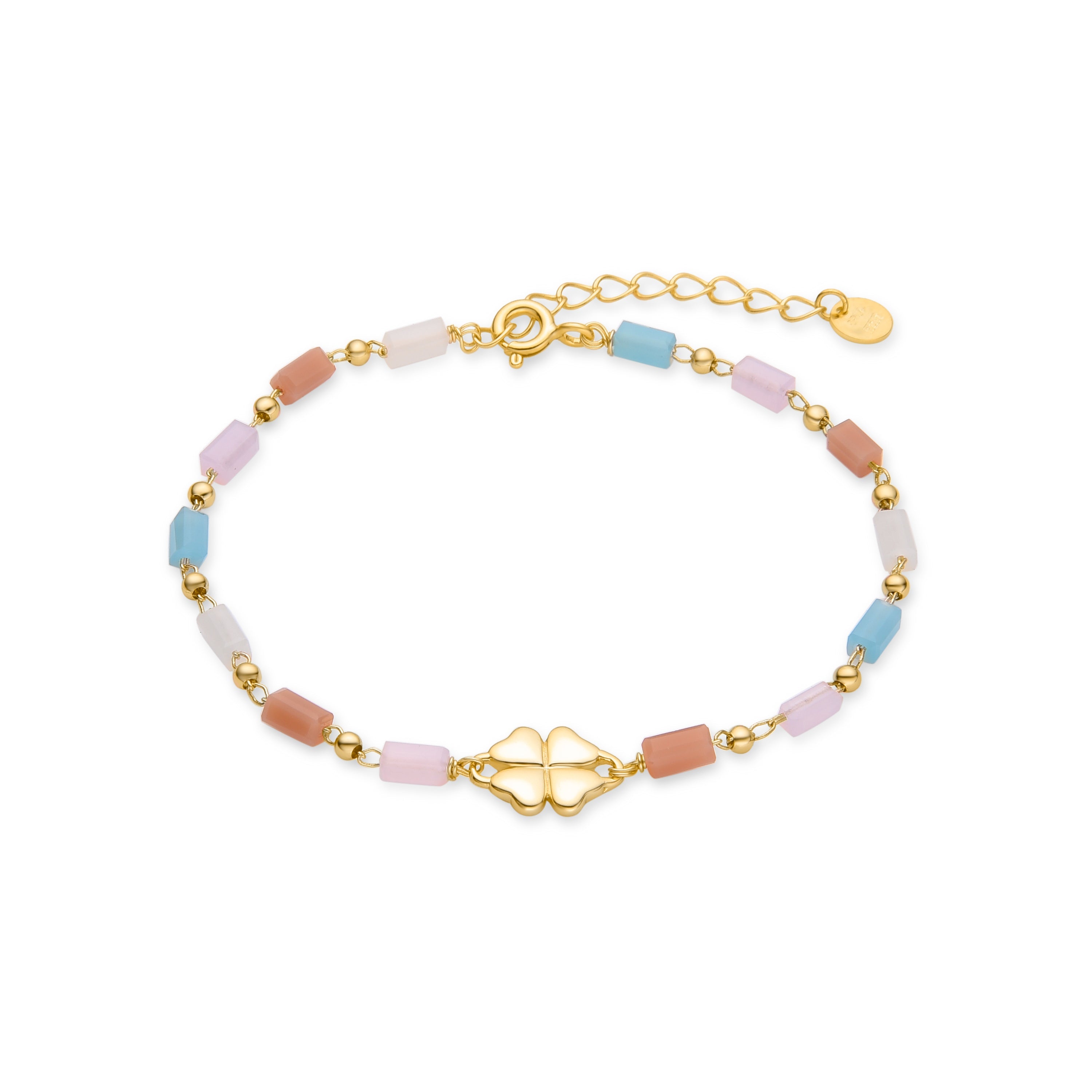 Pulsera de Plata de Ley 925 con Cristal Multicolor acabada en oro amarillo 18K - Saara