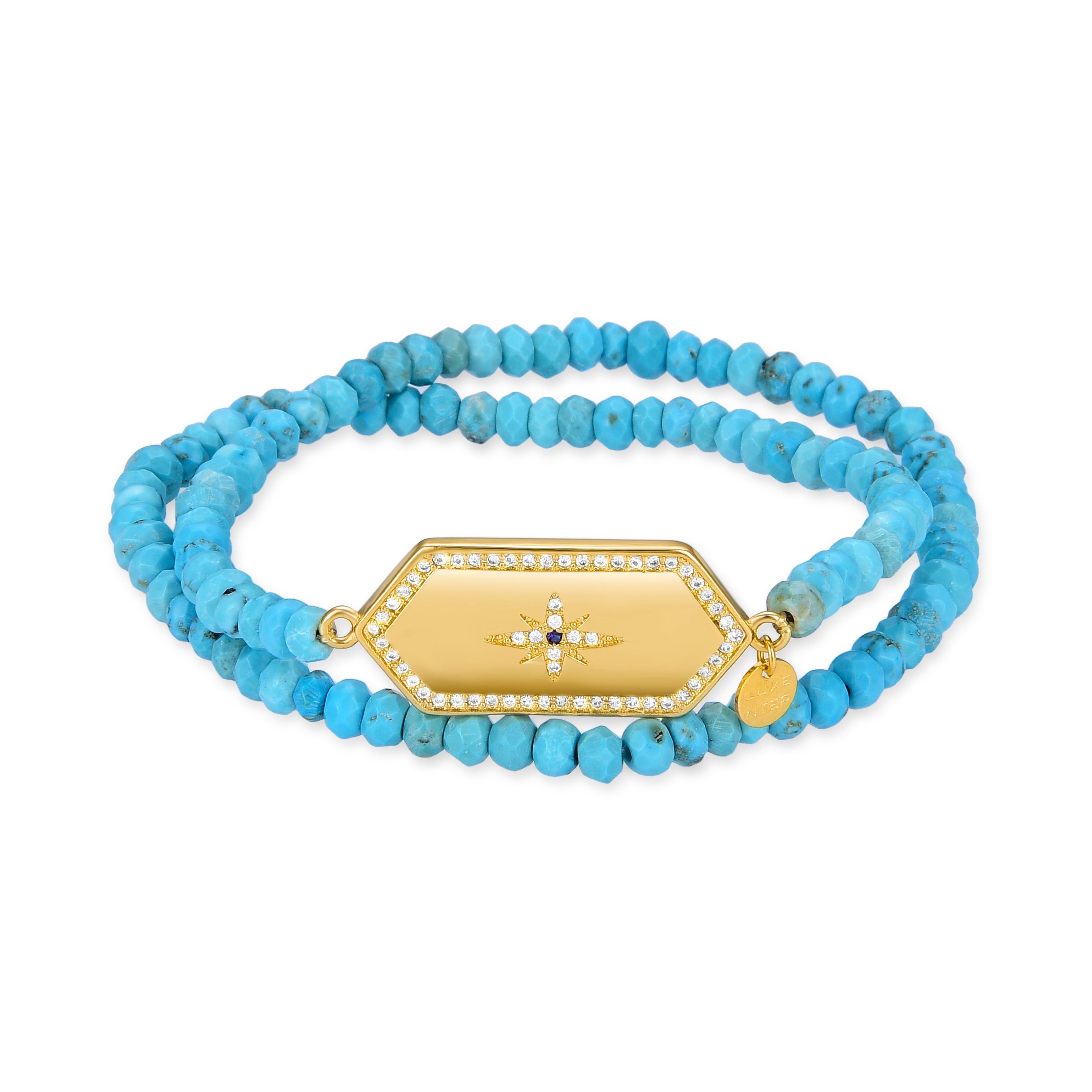 Bracciale in Argento Sterling 925 con Turchese finito in oro giallo 18K - Mvoga