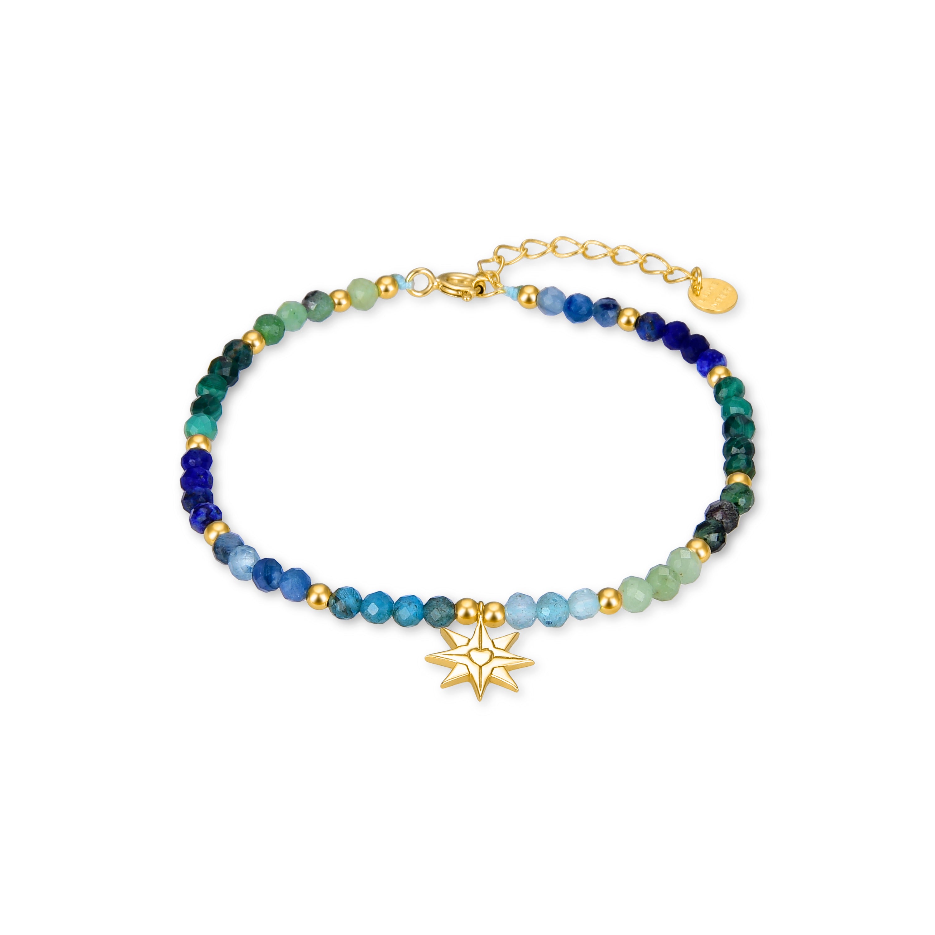 Pulsera de Plata de Ley 925 con Cristal Multicolor acabada en oro amarillo 18K - Neomu