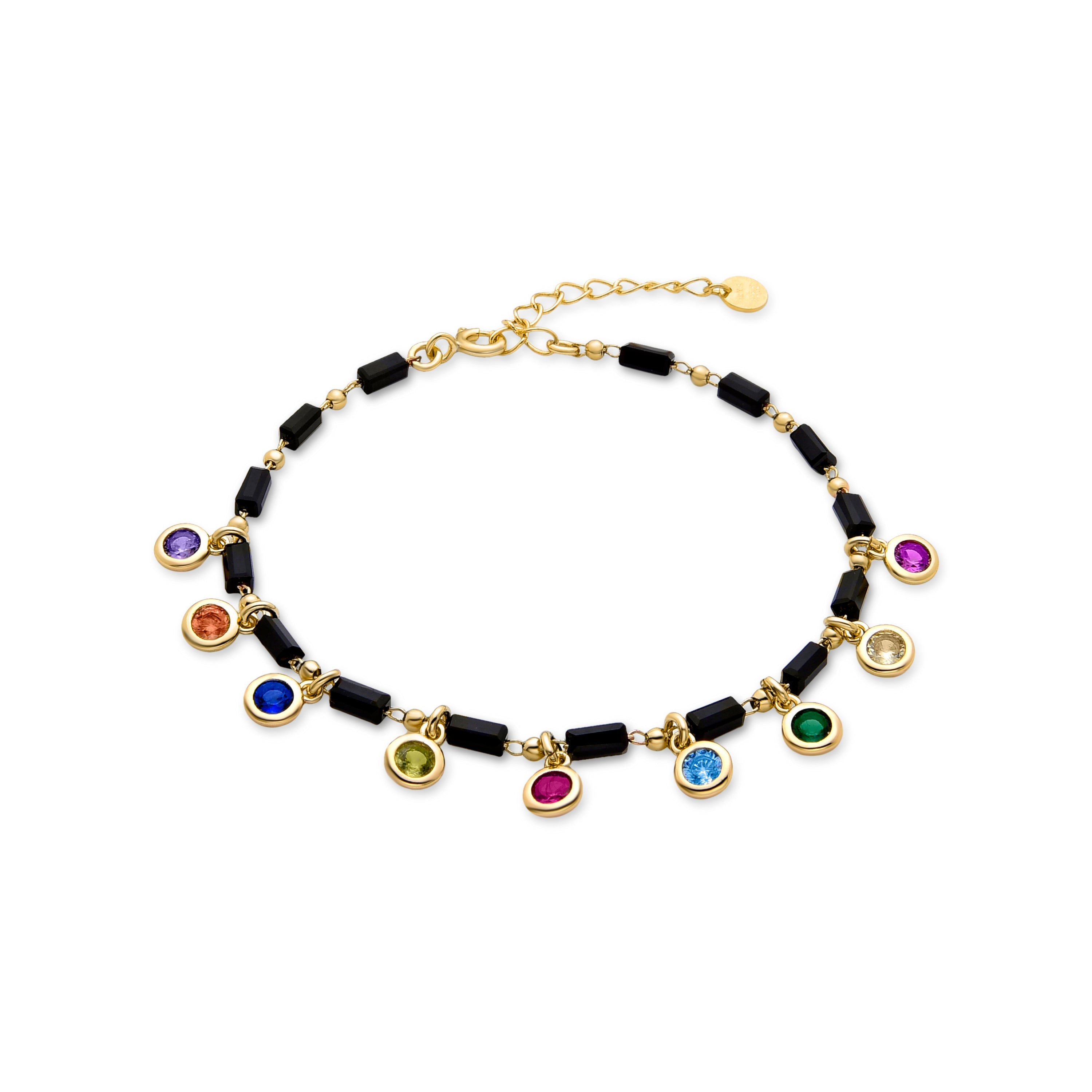 Pulsera de Plata de Ley 925 con Circonita Multicolor acabada en oro amarillo 18K - Vusak