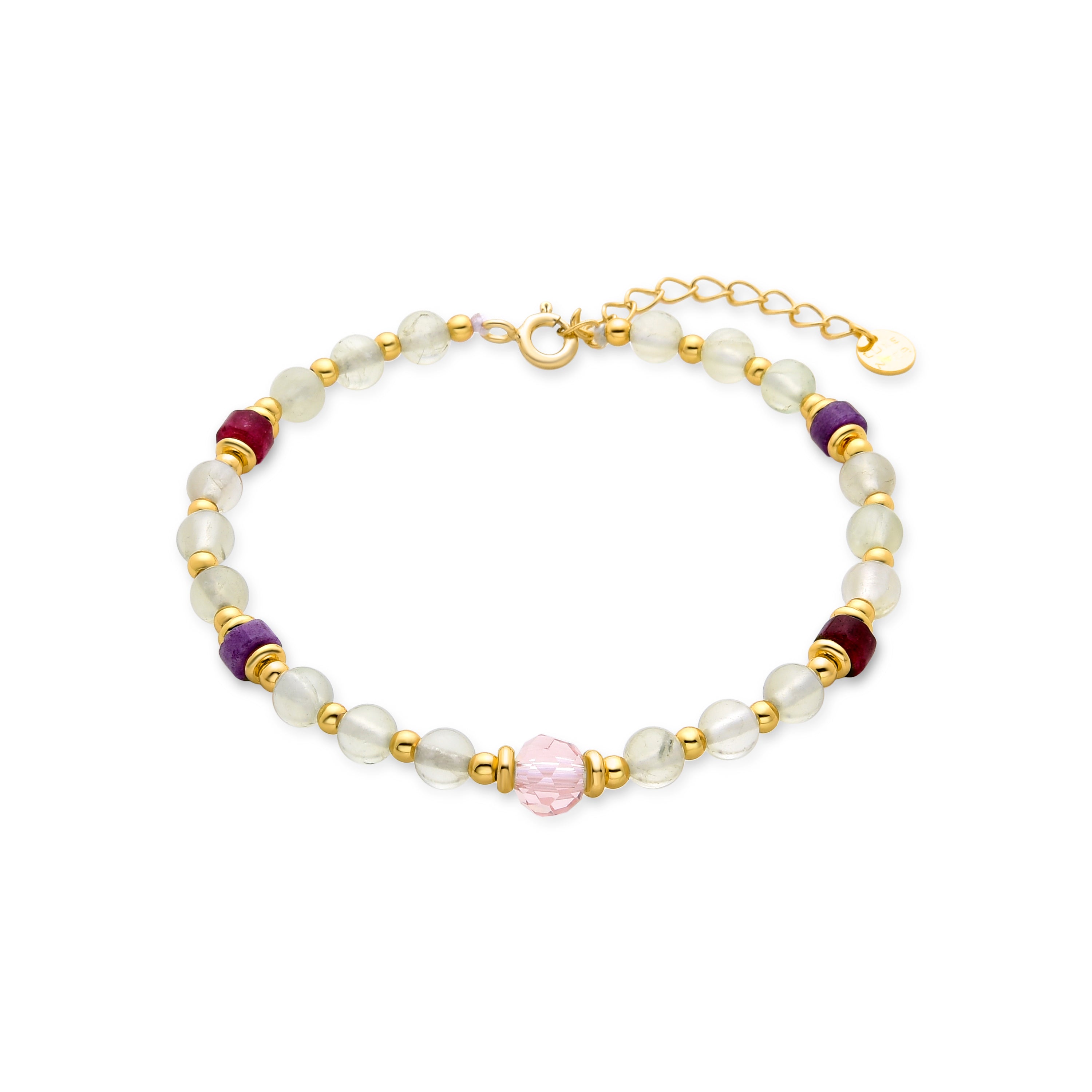 Bracciale in Argento Sterling 925 con Prehenite finito in oro giallo 18K - Rilxi