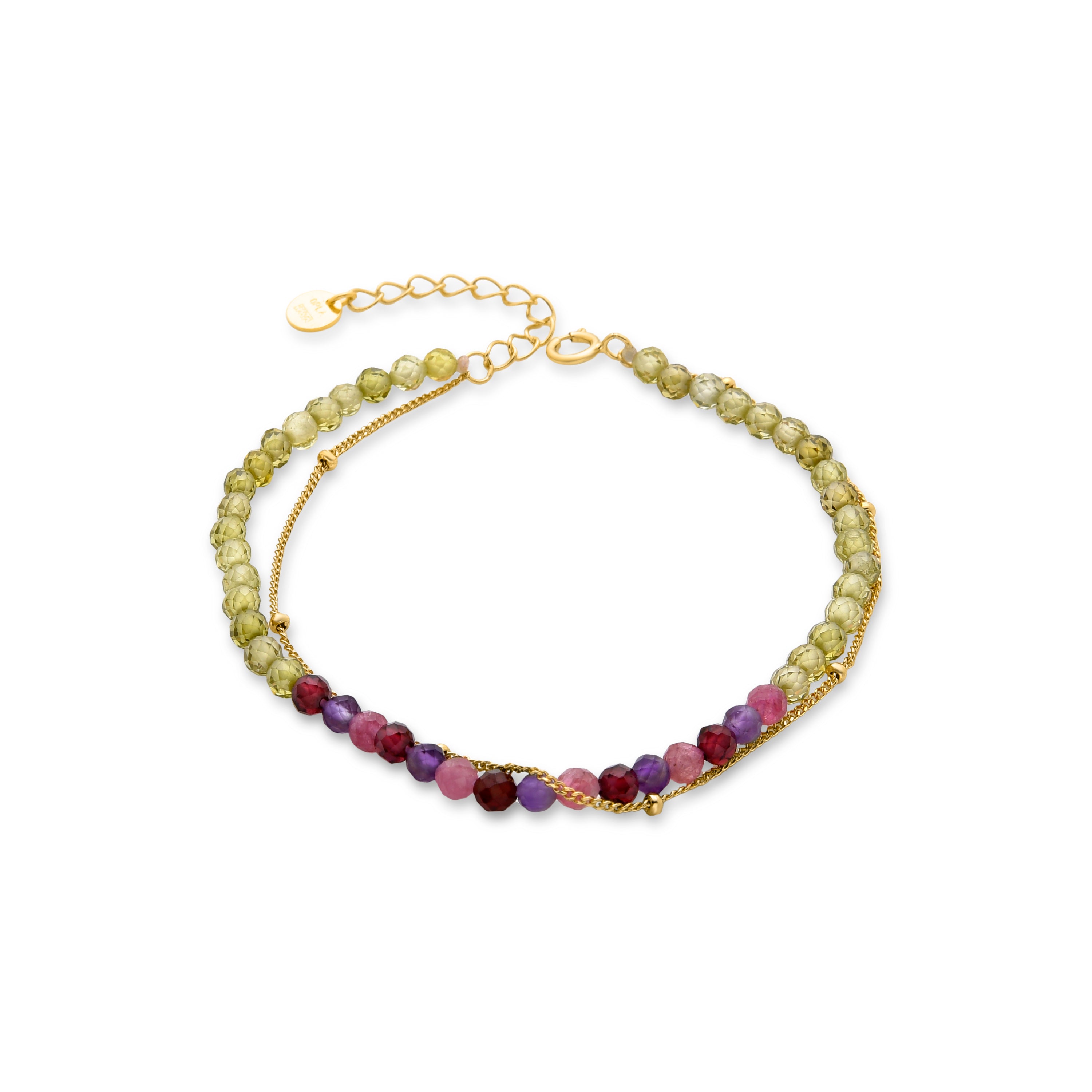 Bracciale in Argento Sterling 925 con Prehenite finito in oro giallo 18K - Neros