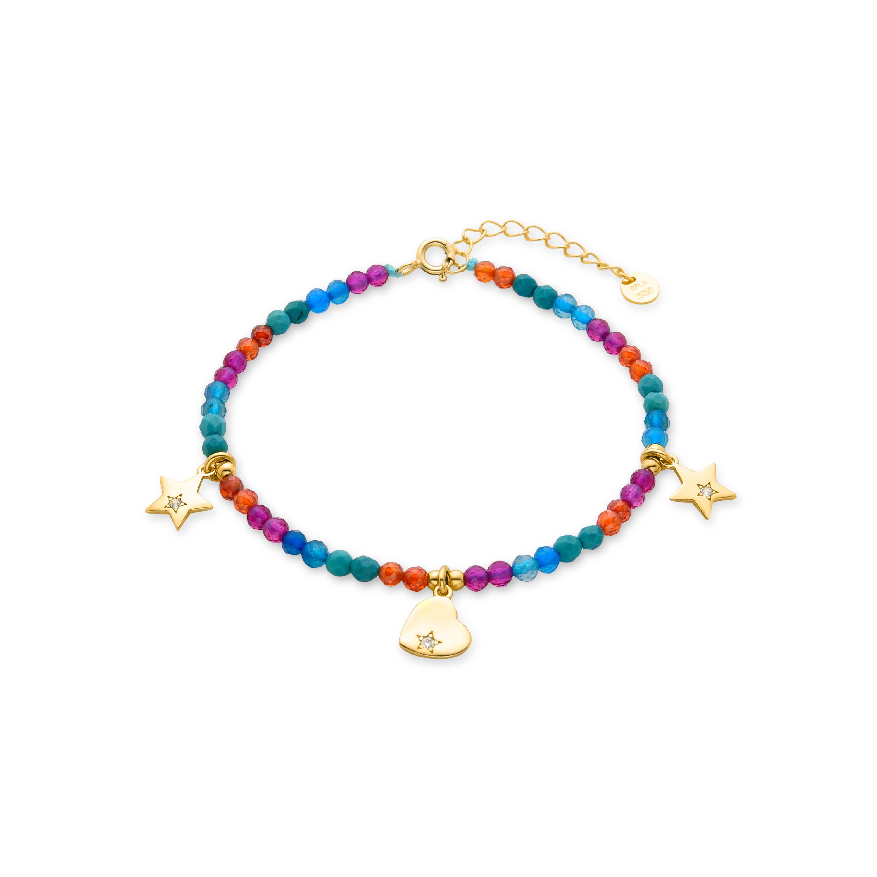 Pulsera de Plata de Ley 925 con Cristal Multicolor acabada en oro amarillo 18K - Sten