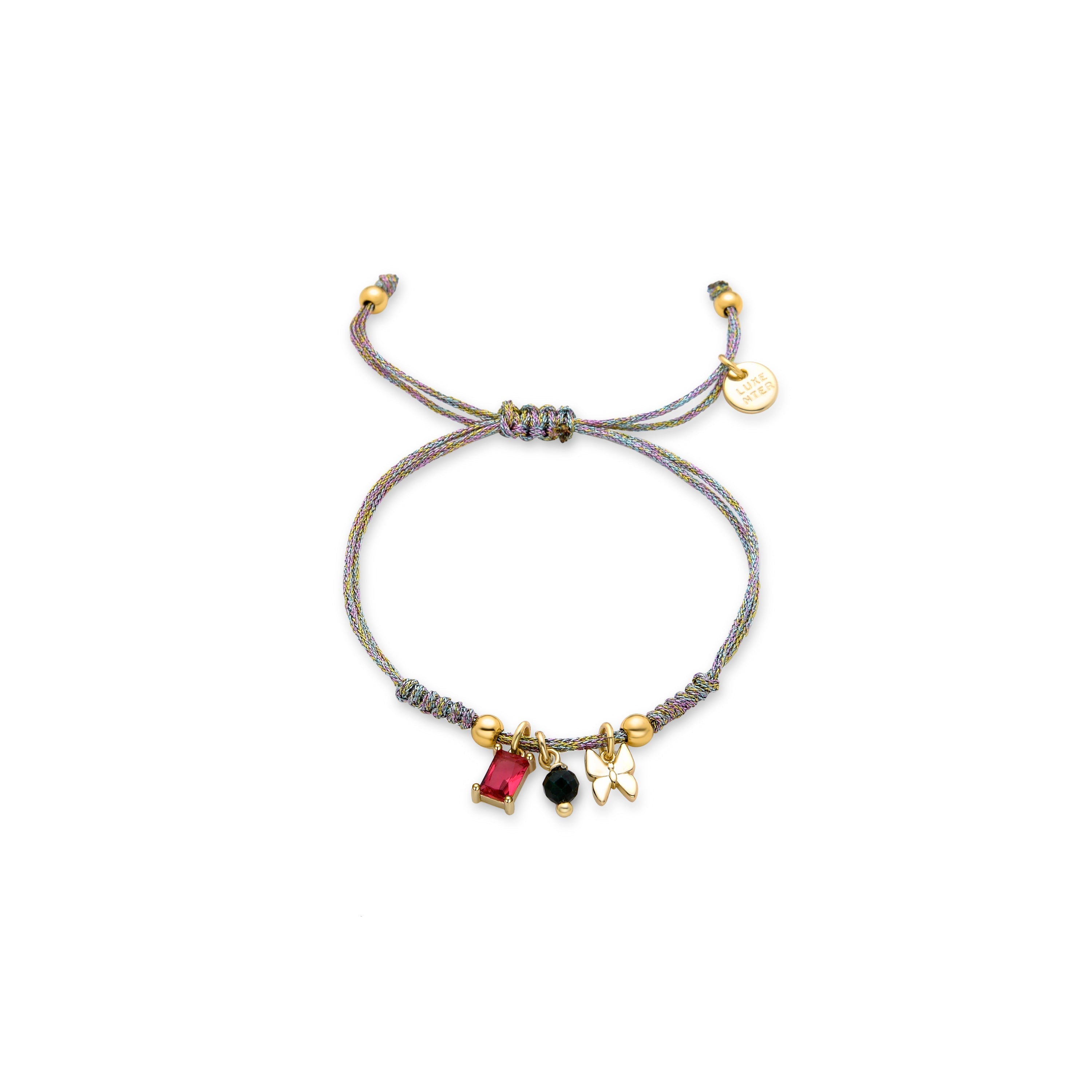 Pulsera de Plata de Ley 925 con Cristal Verde acabada en oro amarillo 18K - Mariposa