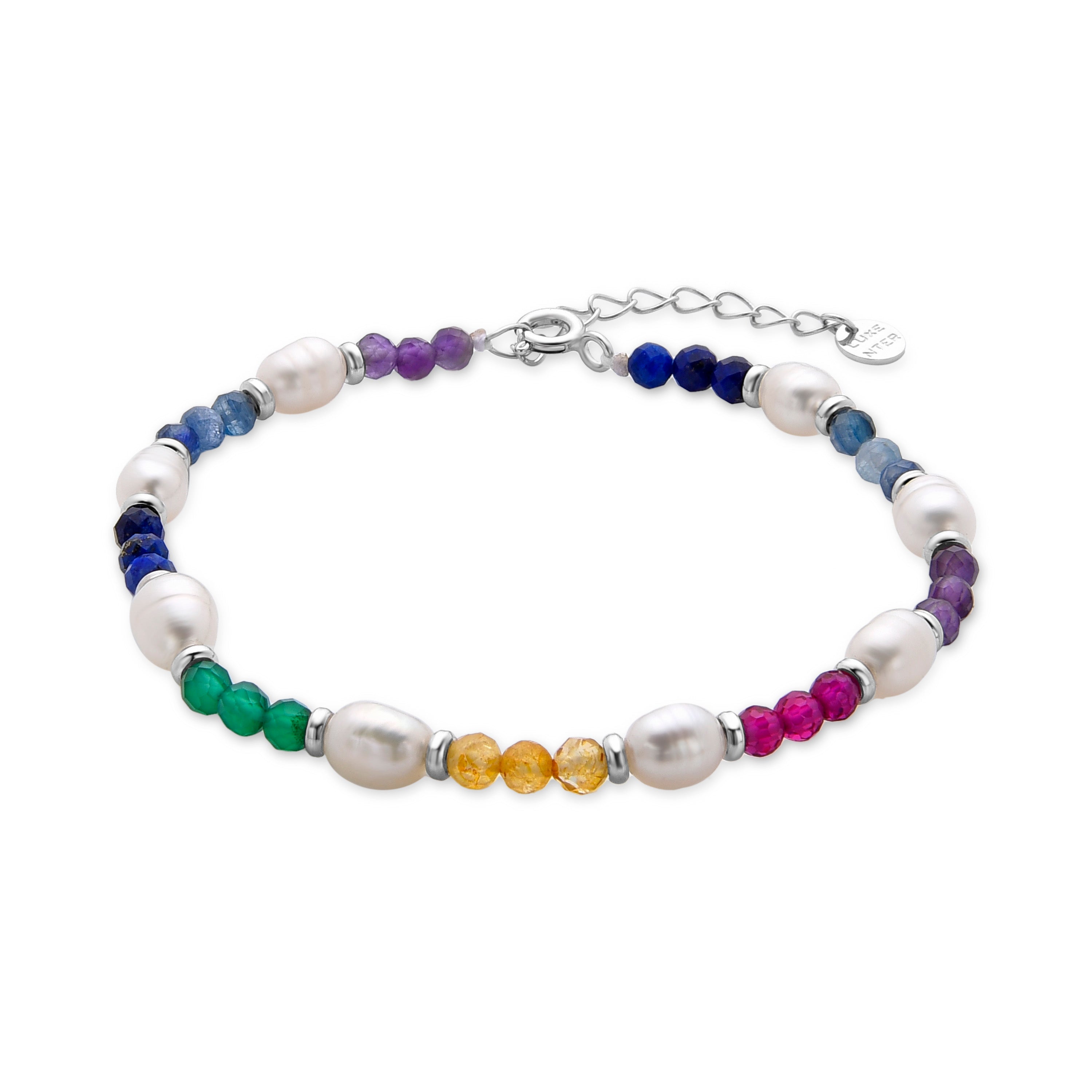 Pulsera de Plata de Ley 925 con Cristal Multicolor acabada en rodio - Biroal