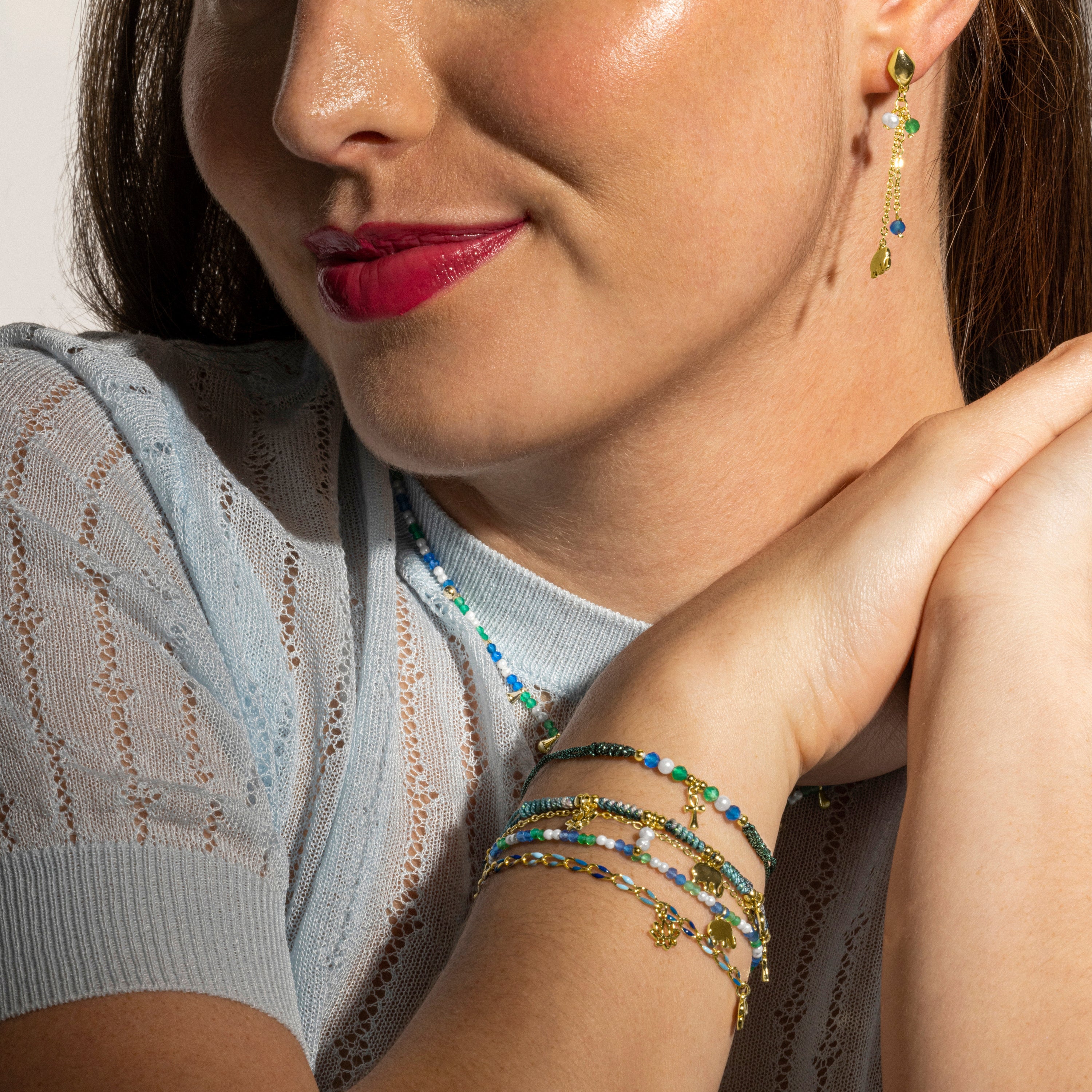 Pulsera de Plata de Ley 925 y Circonita Multicolor acabado oro 18k - Rukful