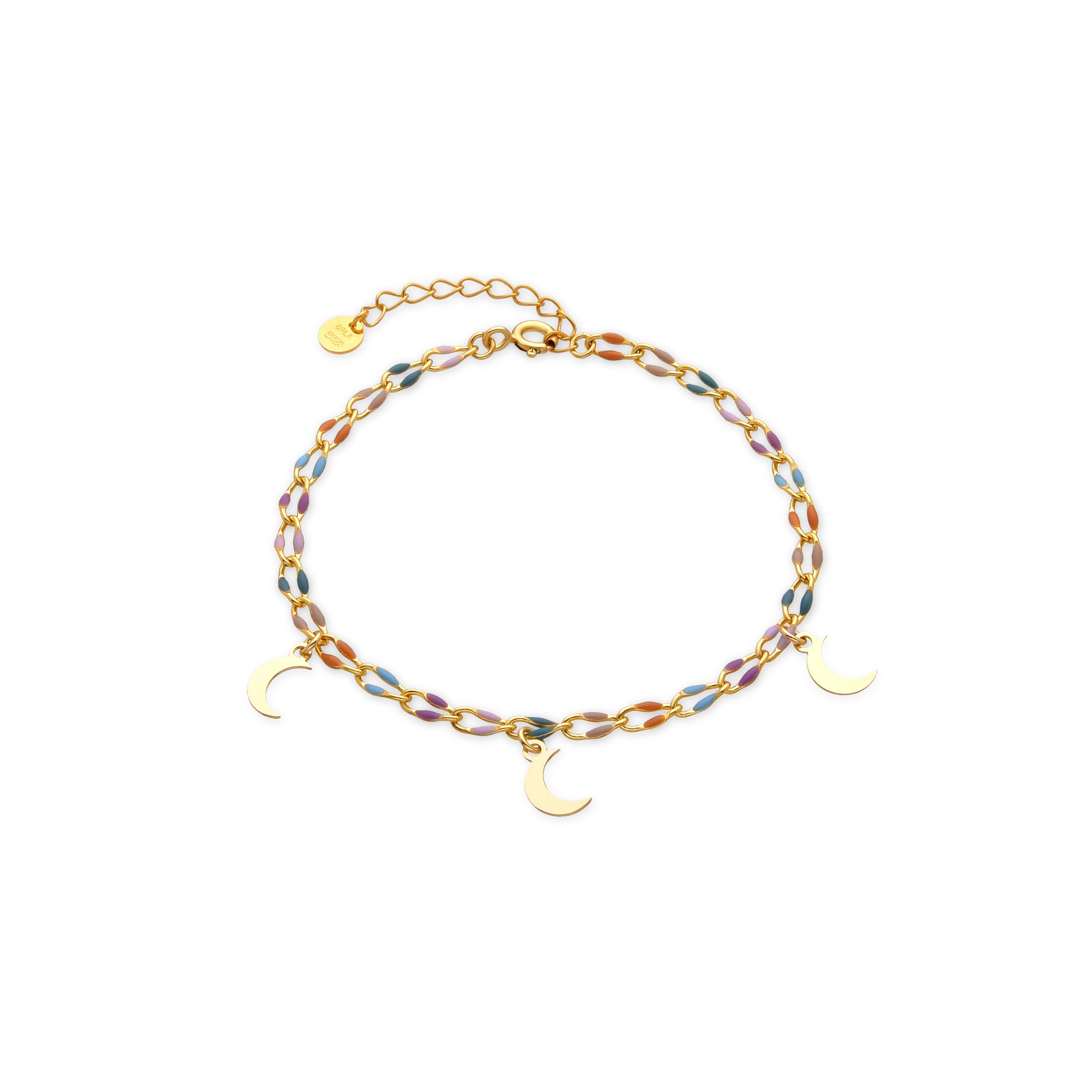 Pulsera de Plata de Ley 925 y Lacado Multicolor acabado oro 18k - Liesi