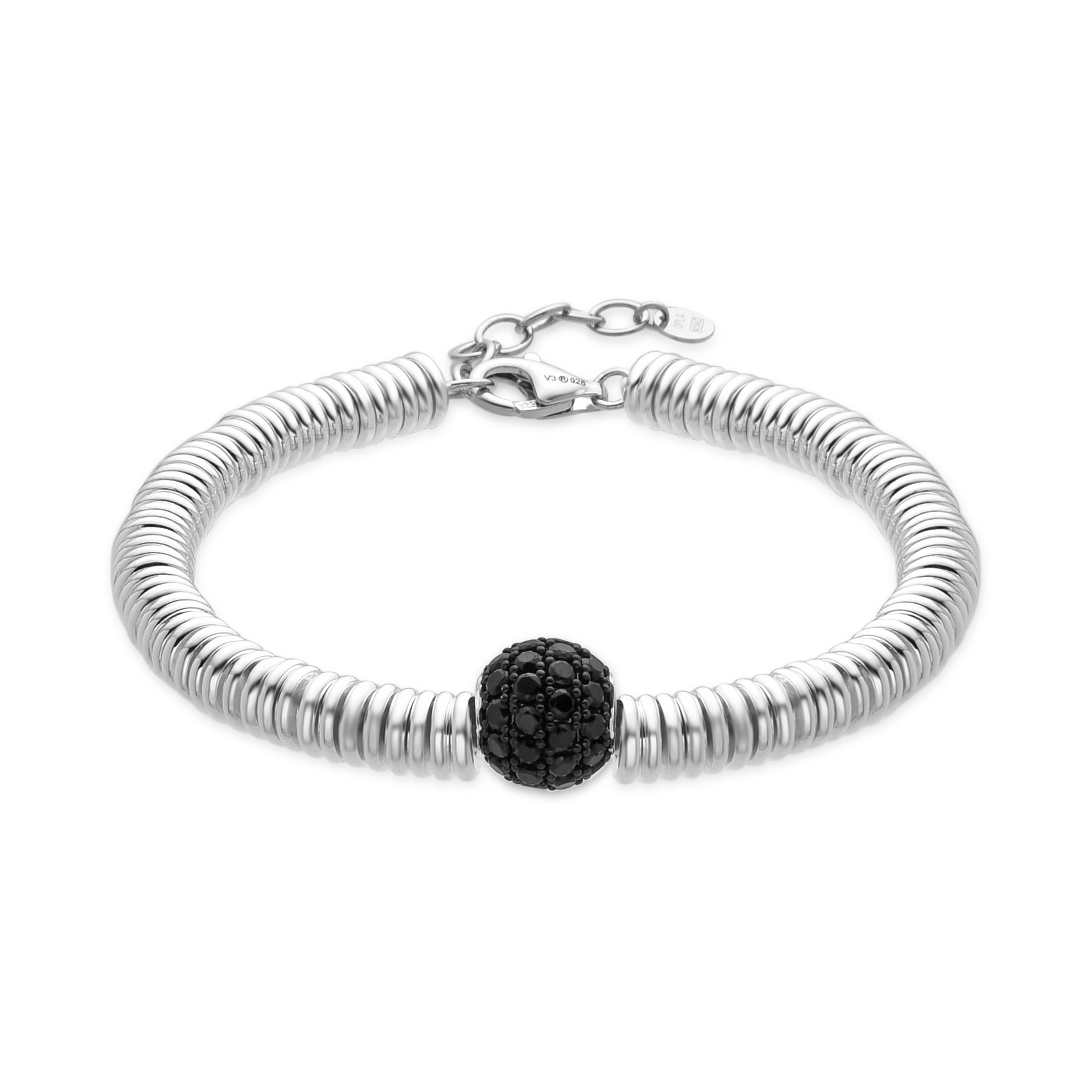 Pulsera de Plata de Ley 925 y Circonita Onix acabado en rodio - Orfi