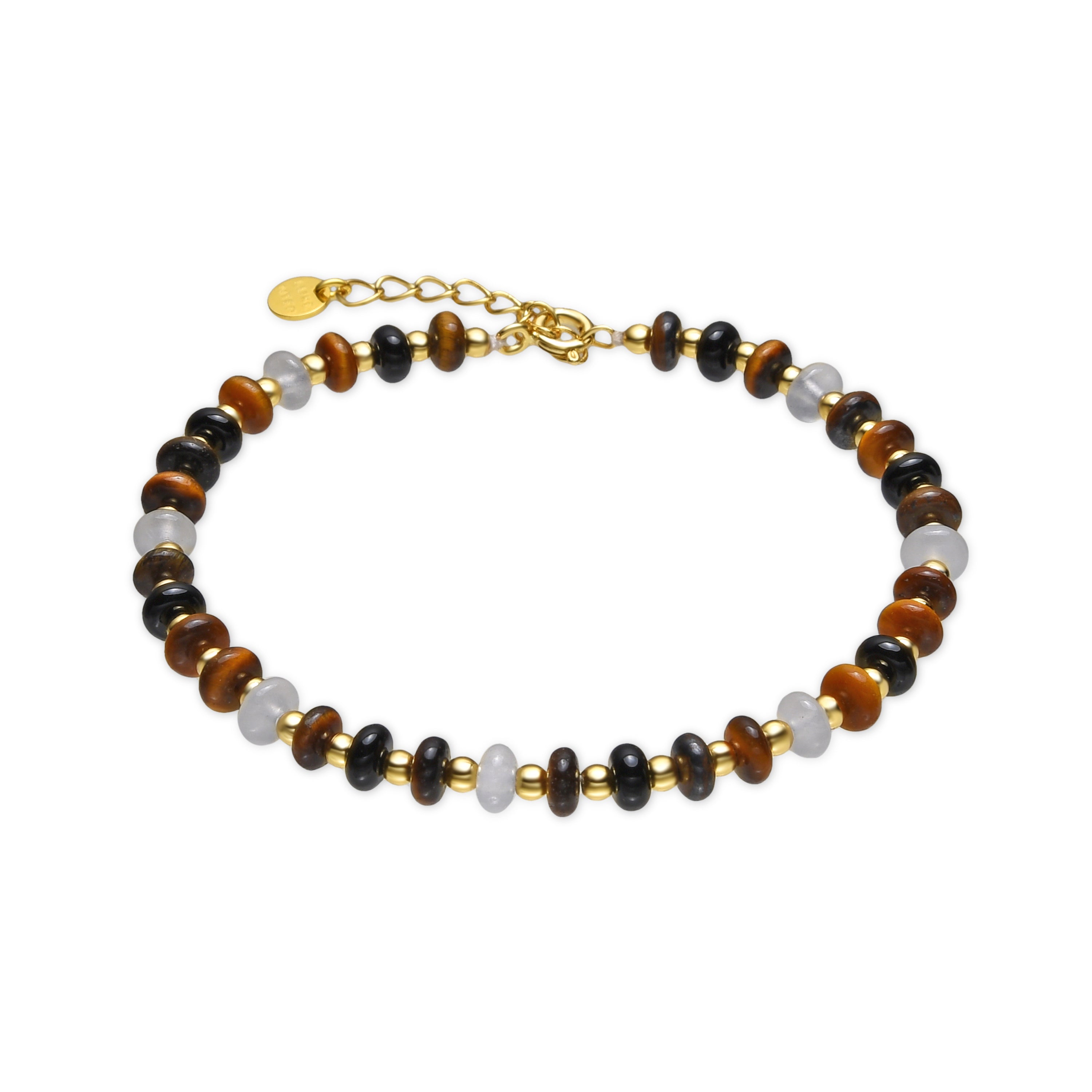 Pulsera de Plata de Ley 925 y Ojo de Tigre acabado oro 18k - Yalah