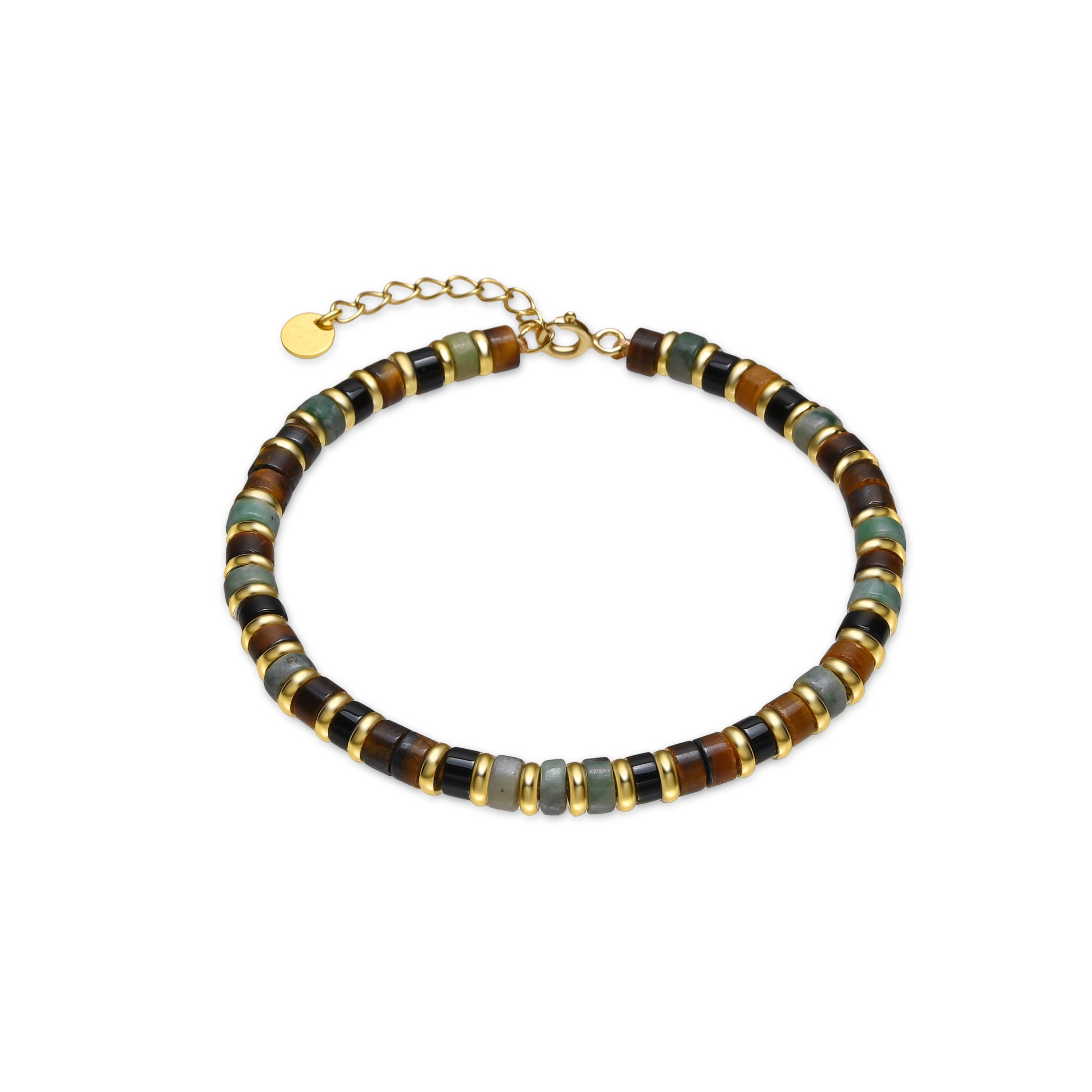 Pulsera de Plata de Ley 925 y Ojo de Tigre acabado oro 18k - Ryhu