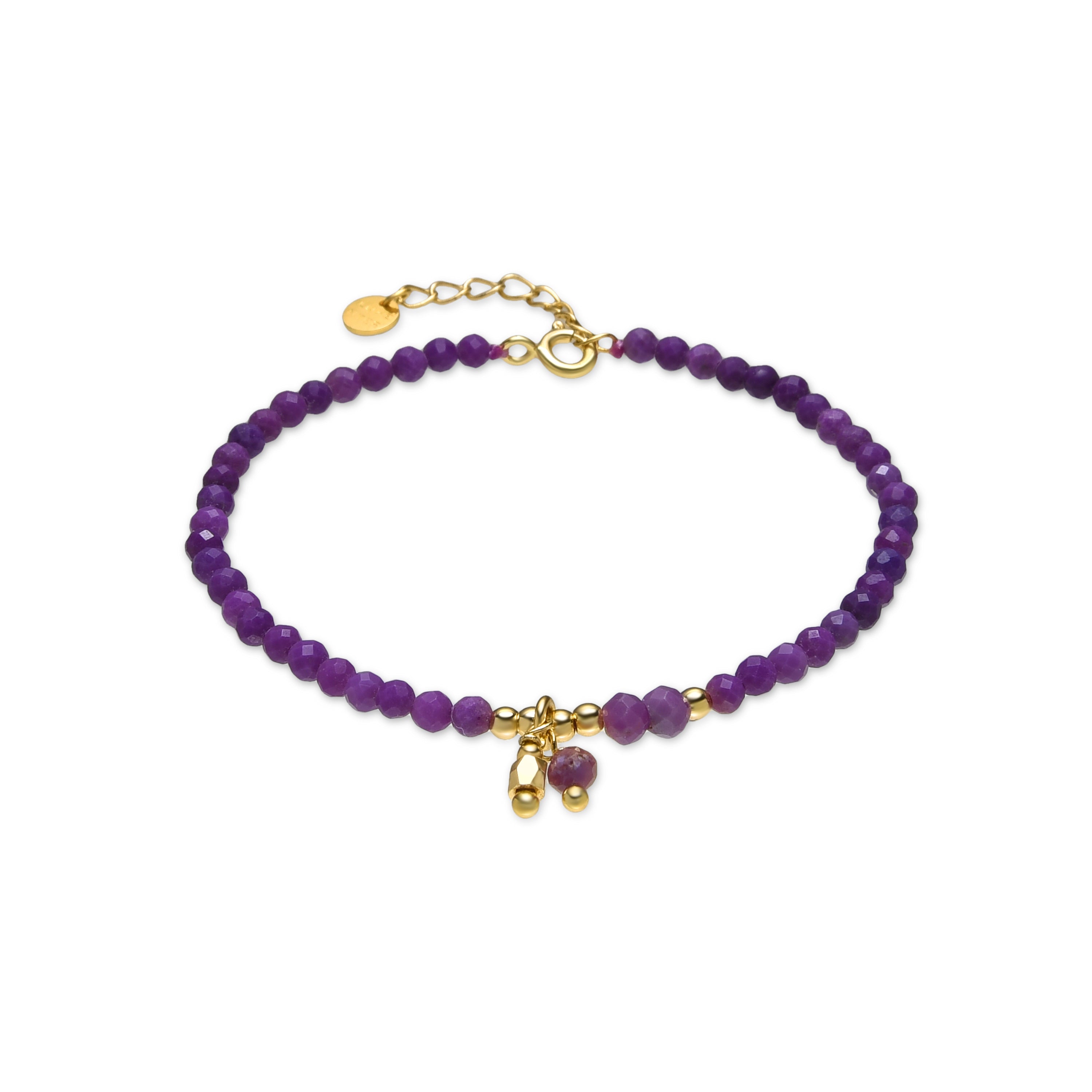 Pulsera de Plata de Ley 925 y Cristal Morado acabado oro 18k - Riccus