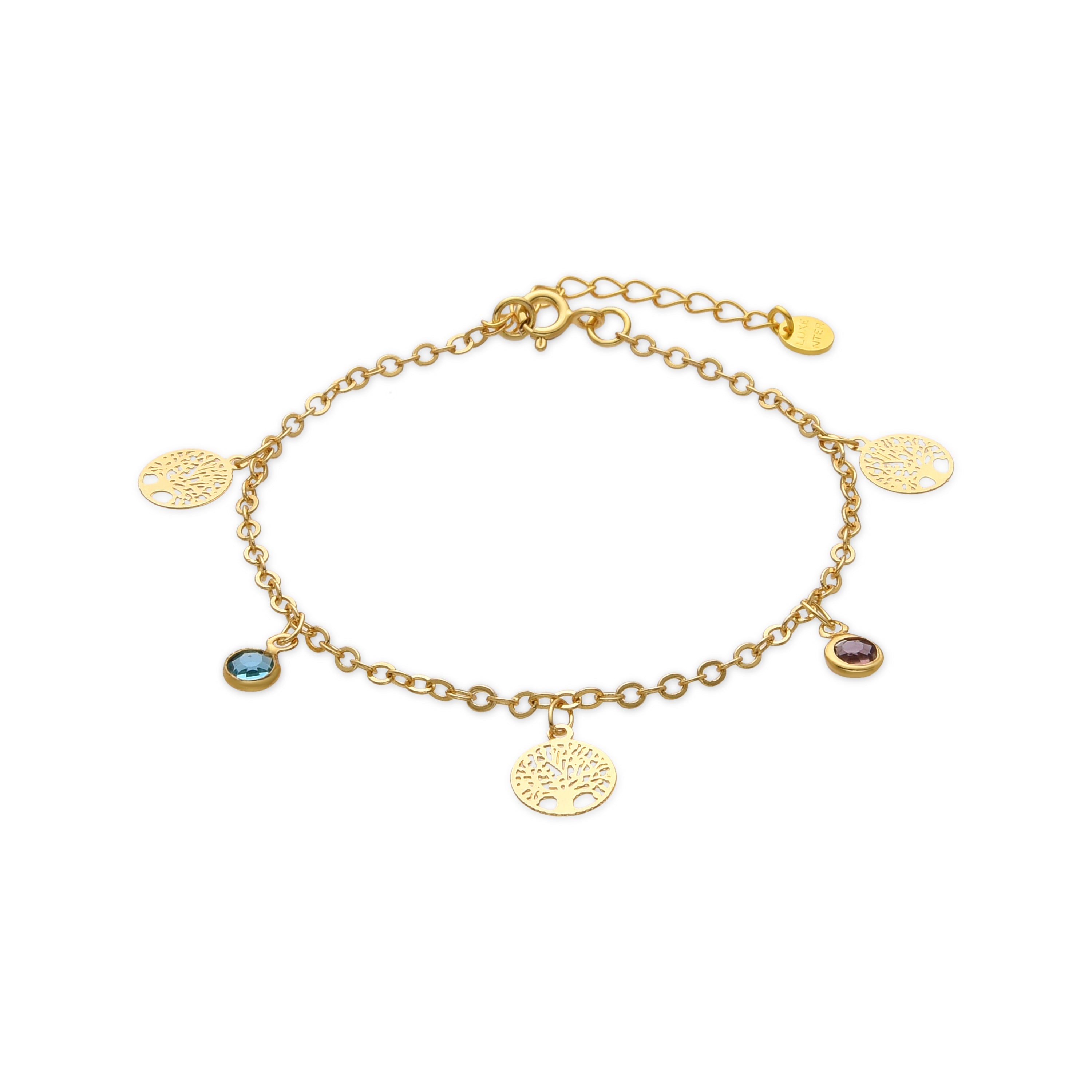 Pulsera de Plata de Ley 925 y Circonita Multicolor acabado oro amarillo de 18k - Shapio