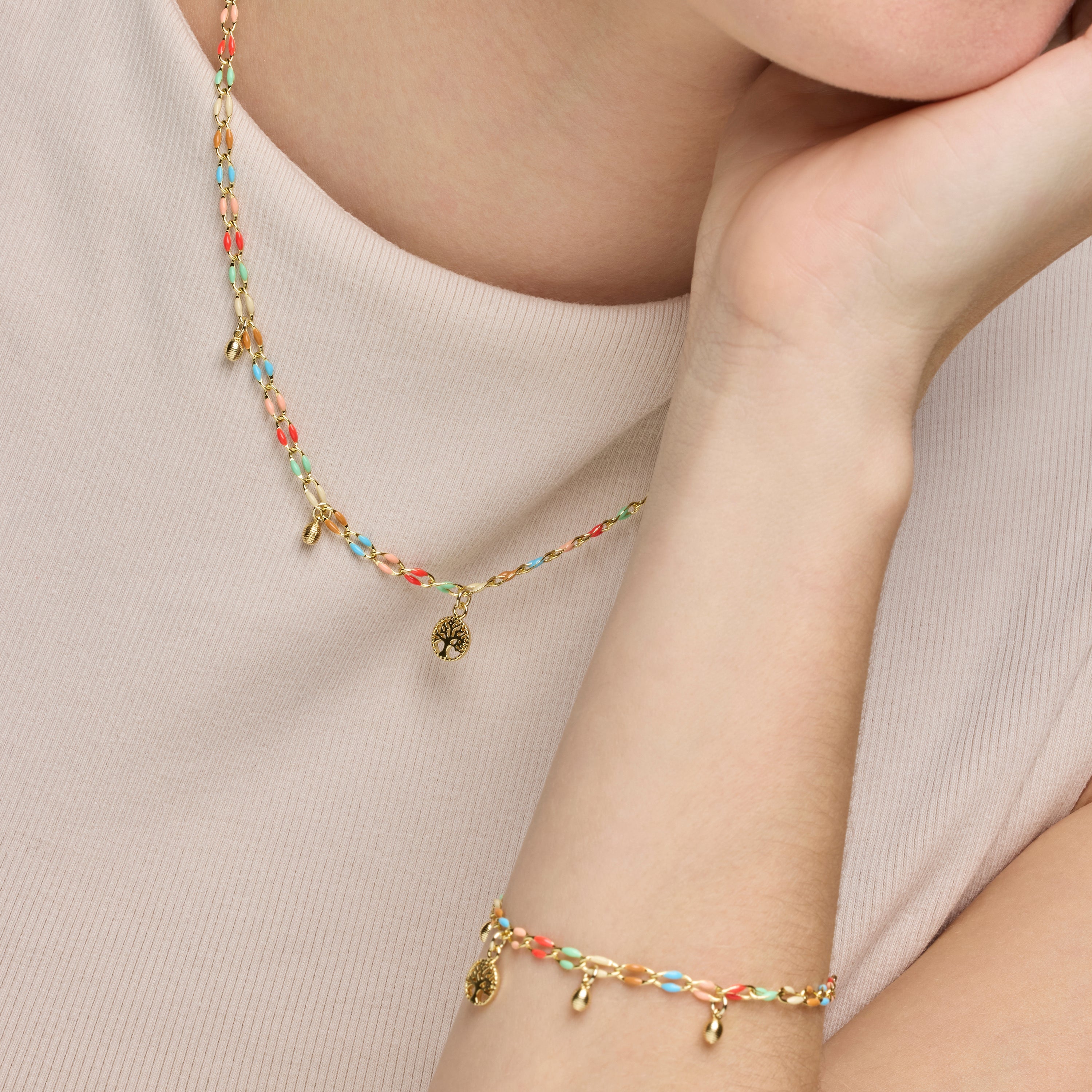 Pulsera de Plata de Ley 925 y Lacado Multicolor acabado oro amarillo de 18k - Ximue