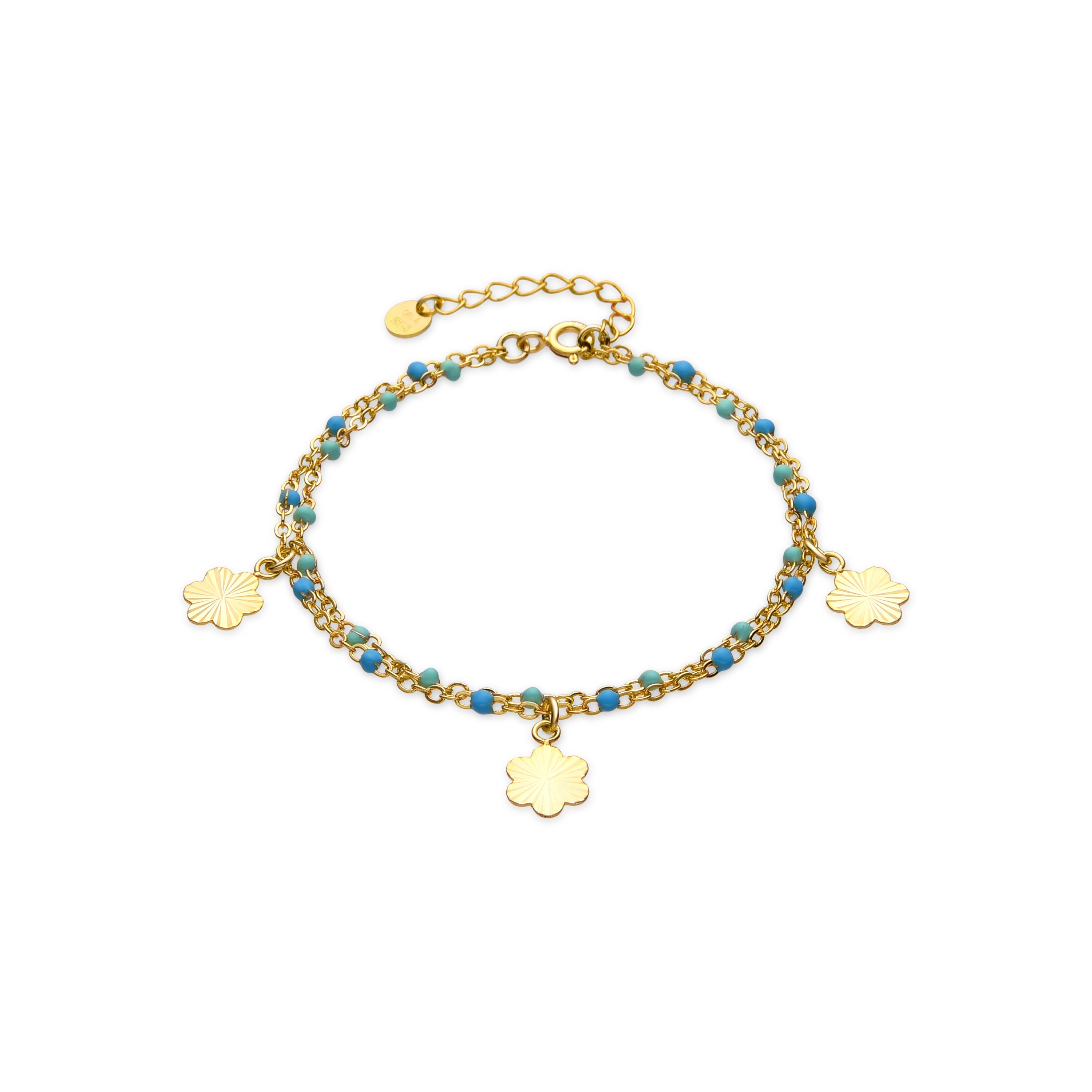 Pulsera de Plata de Ley 925 y Lacado Azul acabado oro amarillo de 18k - Lilith